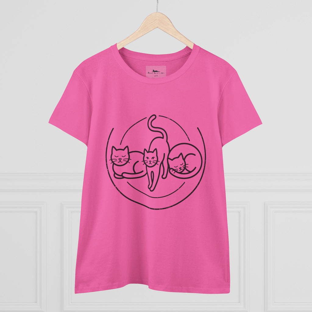 Cat Trio Line Art T-Shirt — Minimalist Cute Cats Graphic Tee for Cat Lovers