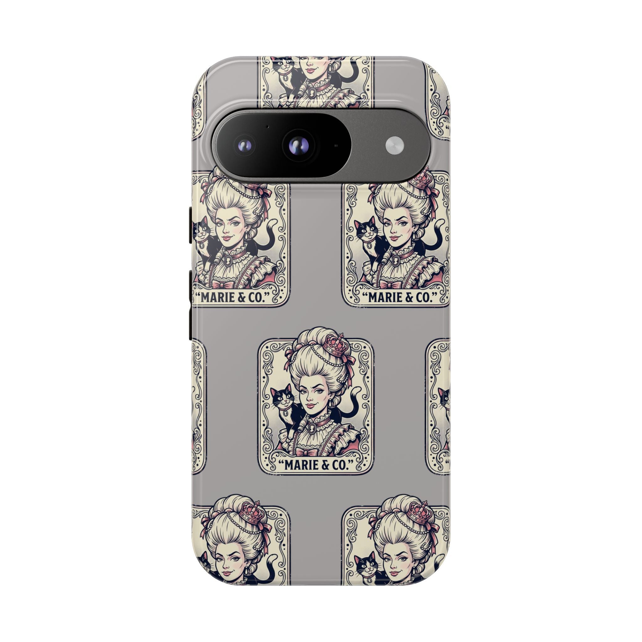Marie Antoinette & Cat Pattern Tough Phone Case
