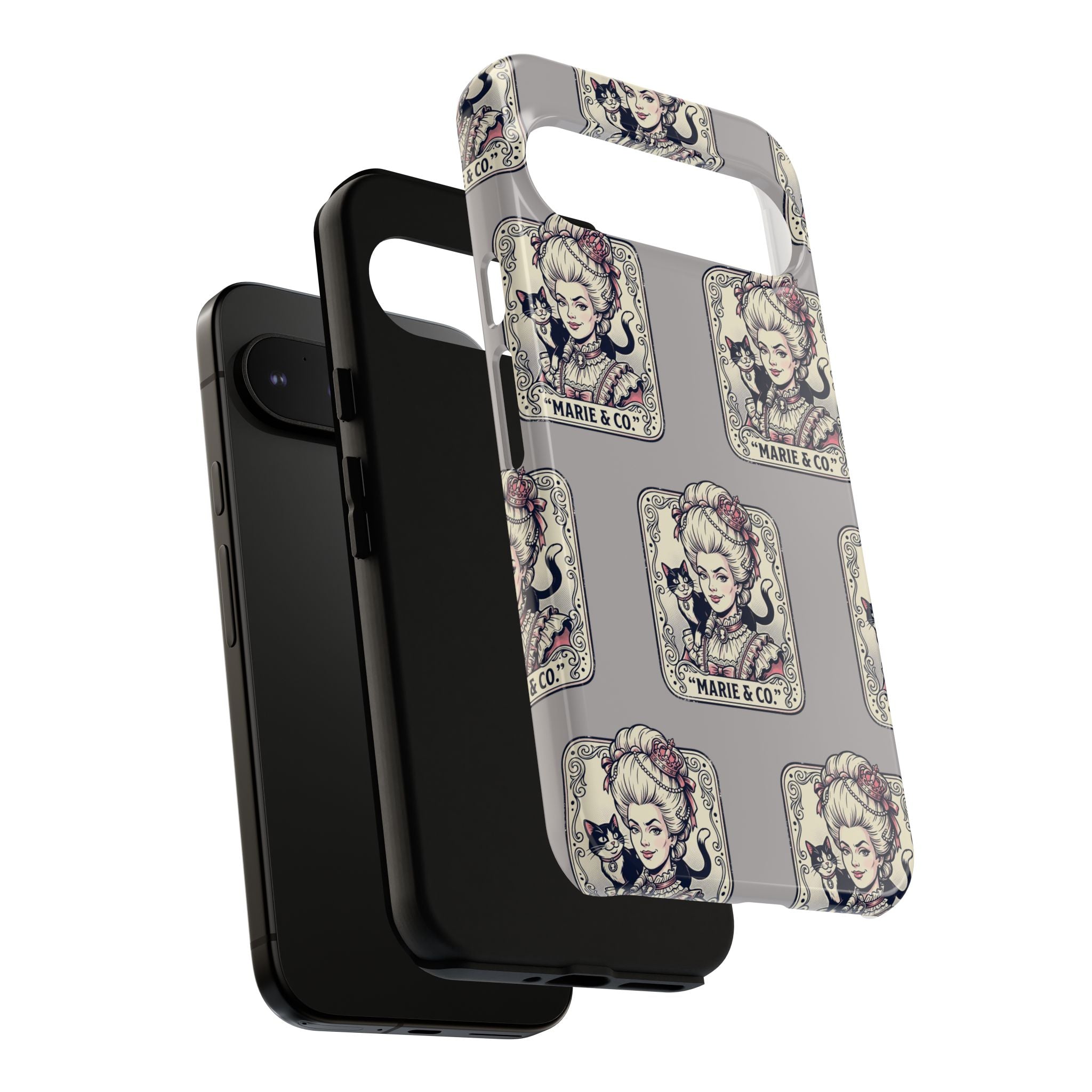 Marie Antoinette & Cat Pattern Tough Phone Case