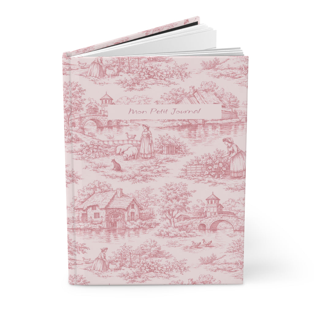 Pink Toile Hardcover Journal — 'Mon Petit Journal' Le Hameau de la Reine Notebook