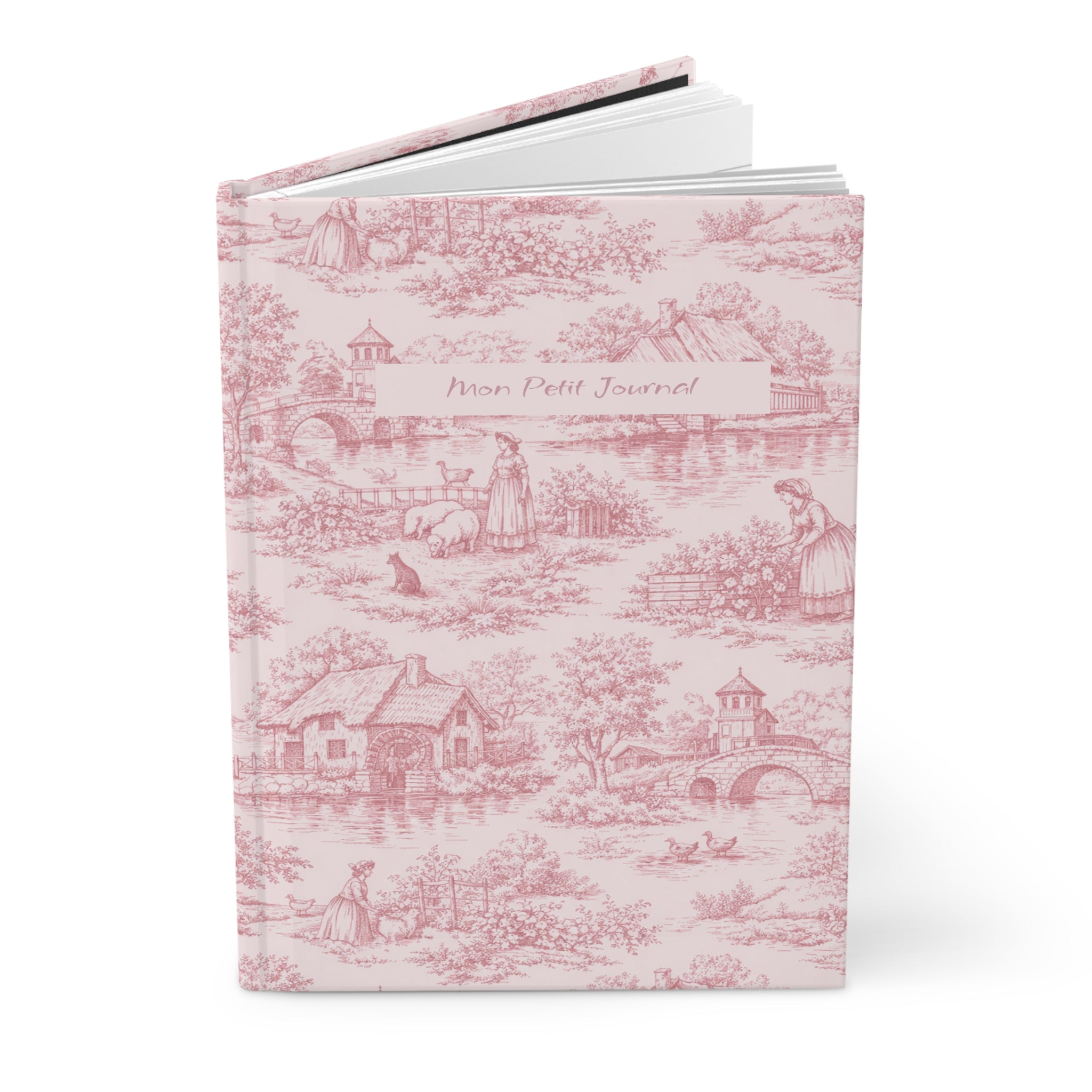 Pink Toile Hardcover Journal — 'Mon Petit Journal' Le Hameau de la Reine Notebook