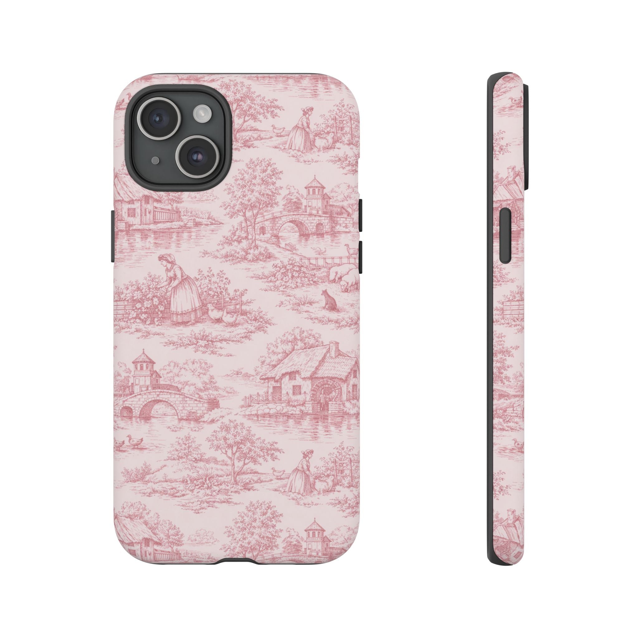 Le Hameau Pink Toile Phone Case — The Queen's Hamlet Pattern Tough Protective Case