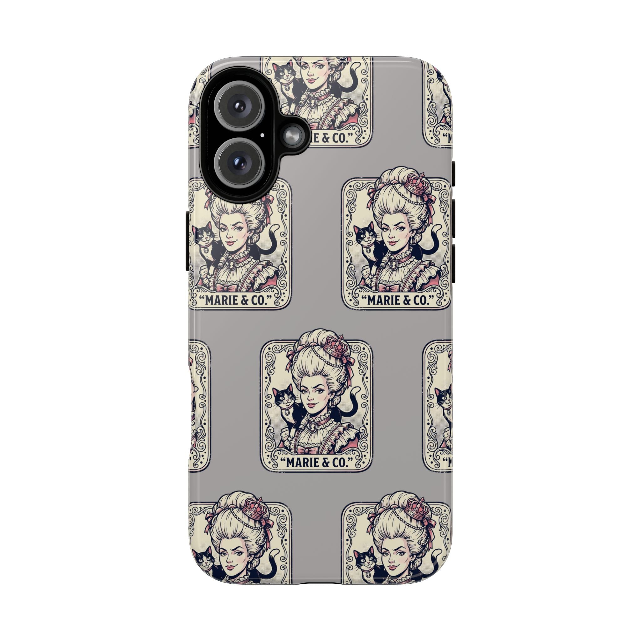 Marie Antoinette & Cat Pattern Tough Phone Case