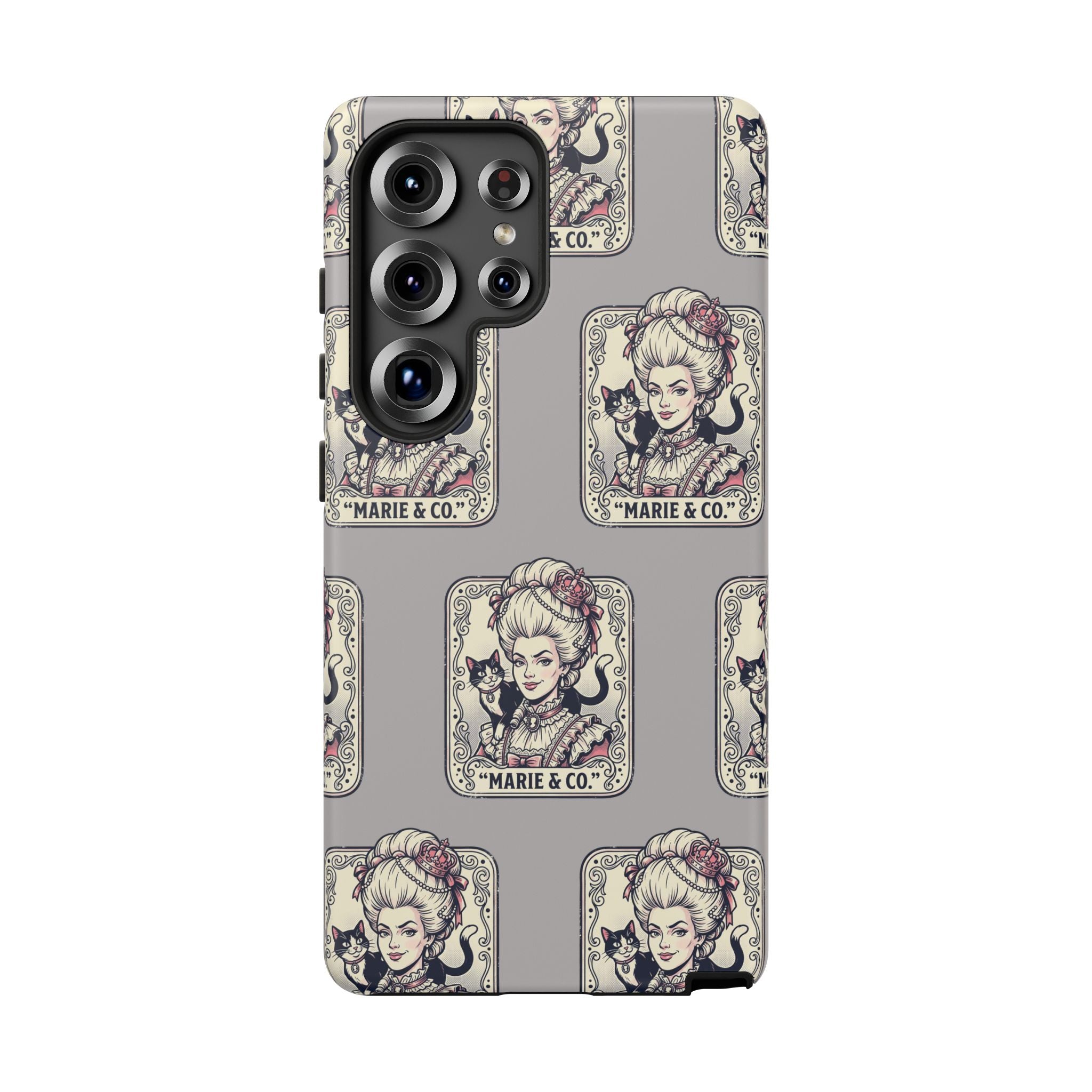 Marie Antoinette & Cat Pattern Tough Phone Case