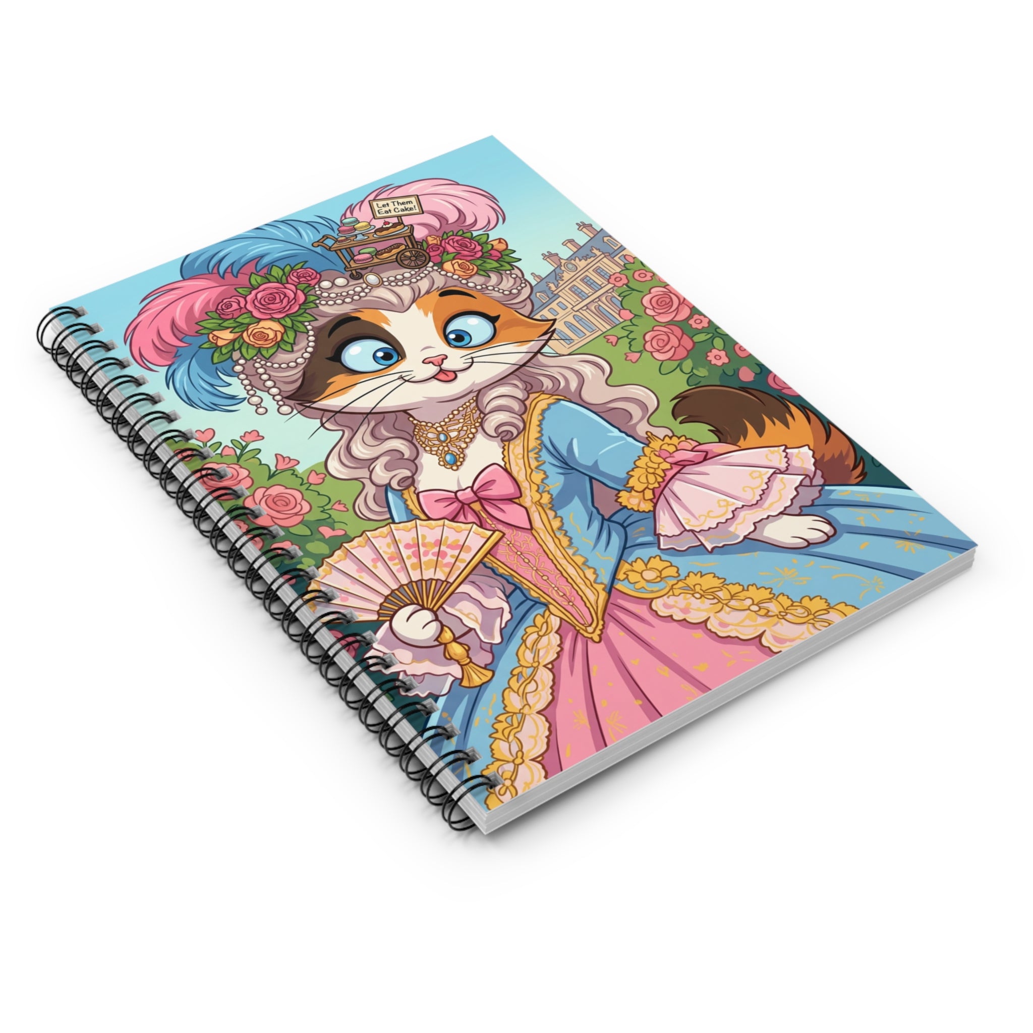 French AristoCat Journal | Rococo Cat in Dress Spiral Ruled Notebook