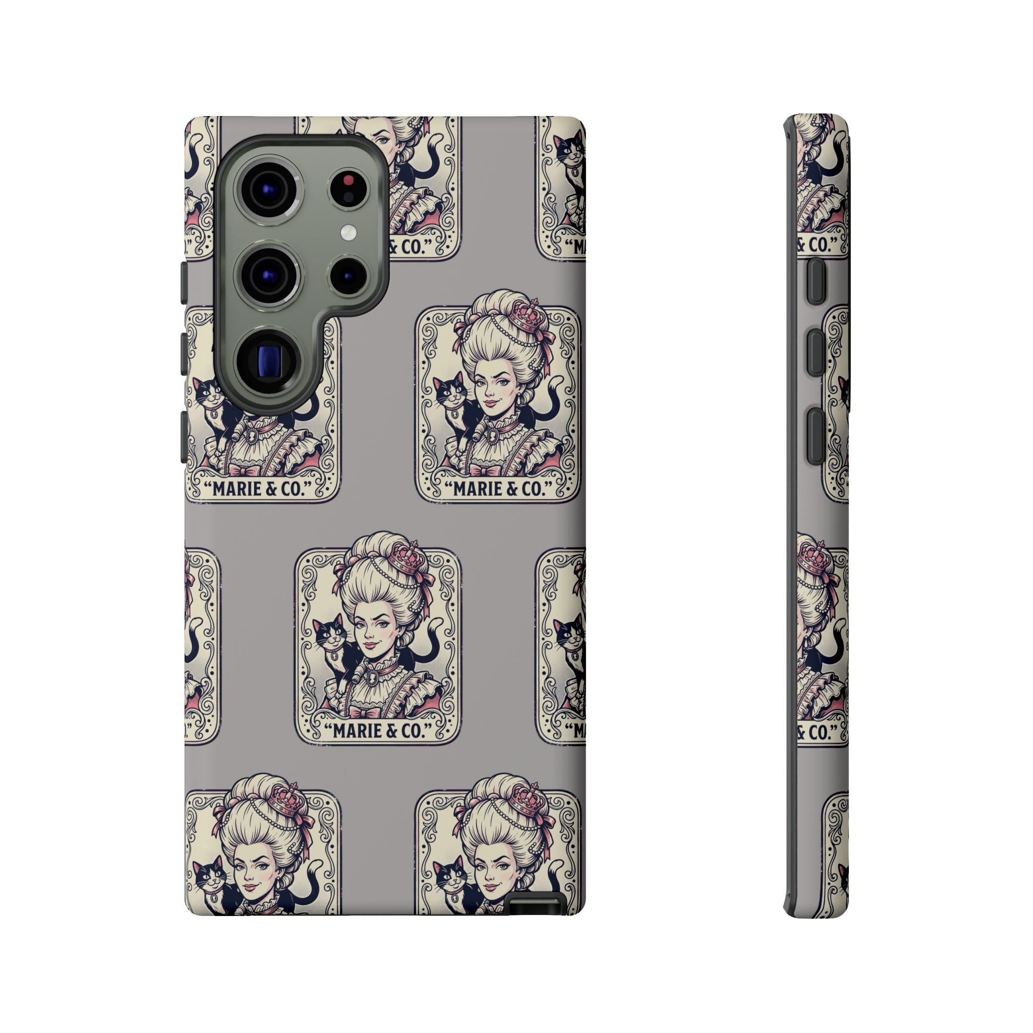 Marie Antoinette & Cat Pattern Tough Phone Case