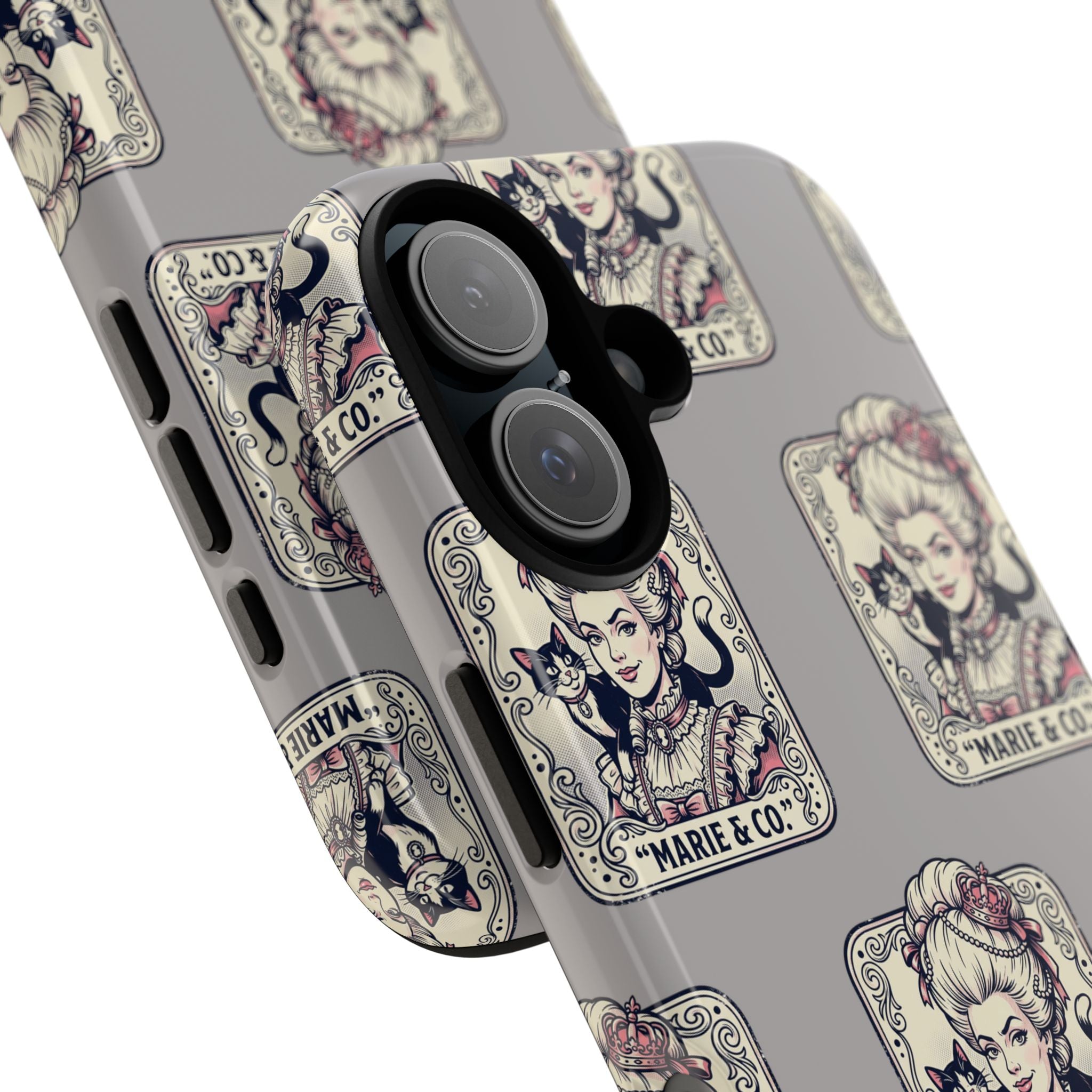 Marie Antoinette & Cat Pattern Tough Phone Case