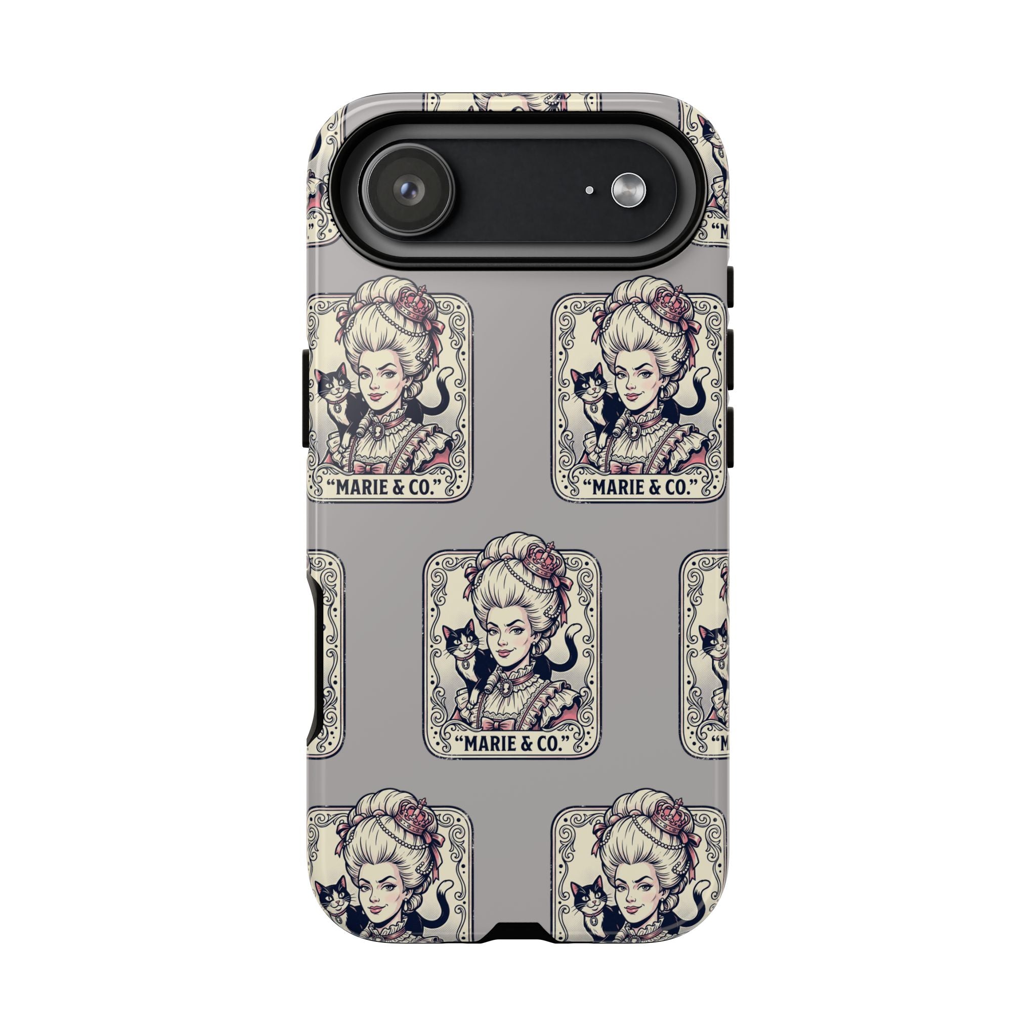 Marie Antoinette & Cat Pattern Tough Phone Case