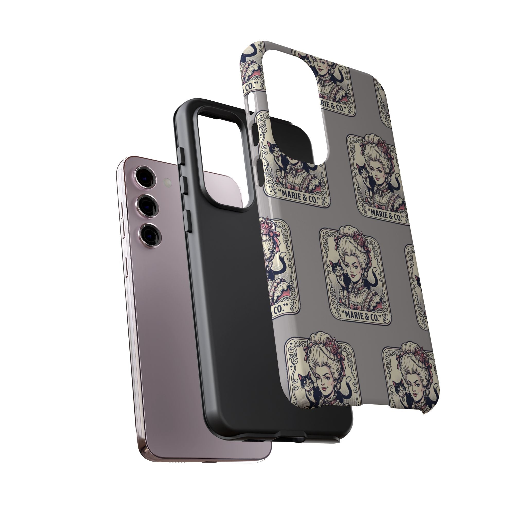 Marie Antoinette & Cat Pattern Tough Phone Case