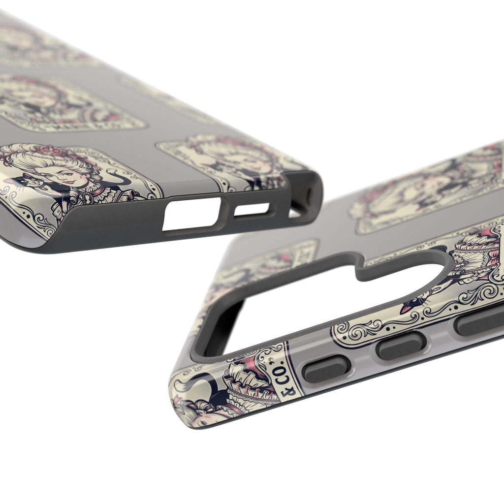 Marie Antoinette & Cat Pattern Tough Phone Case