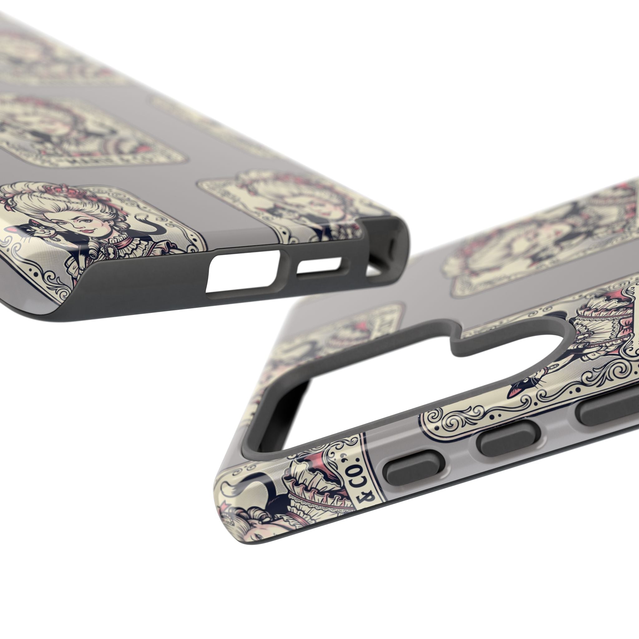 Marie Antoinette & Cat Pattern Tough Phone Case