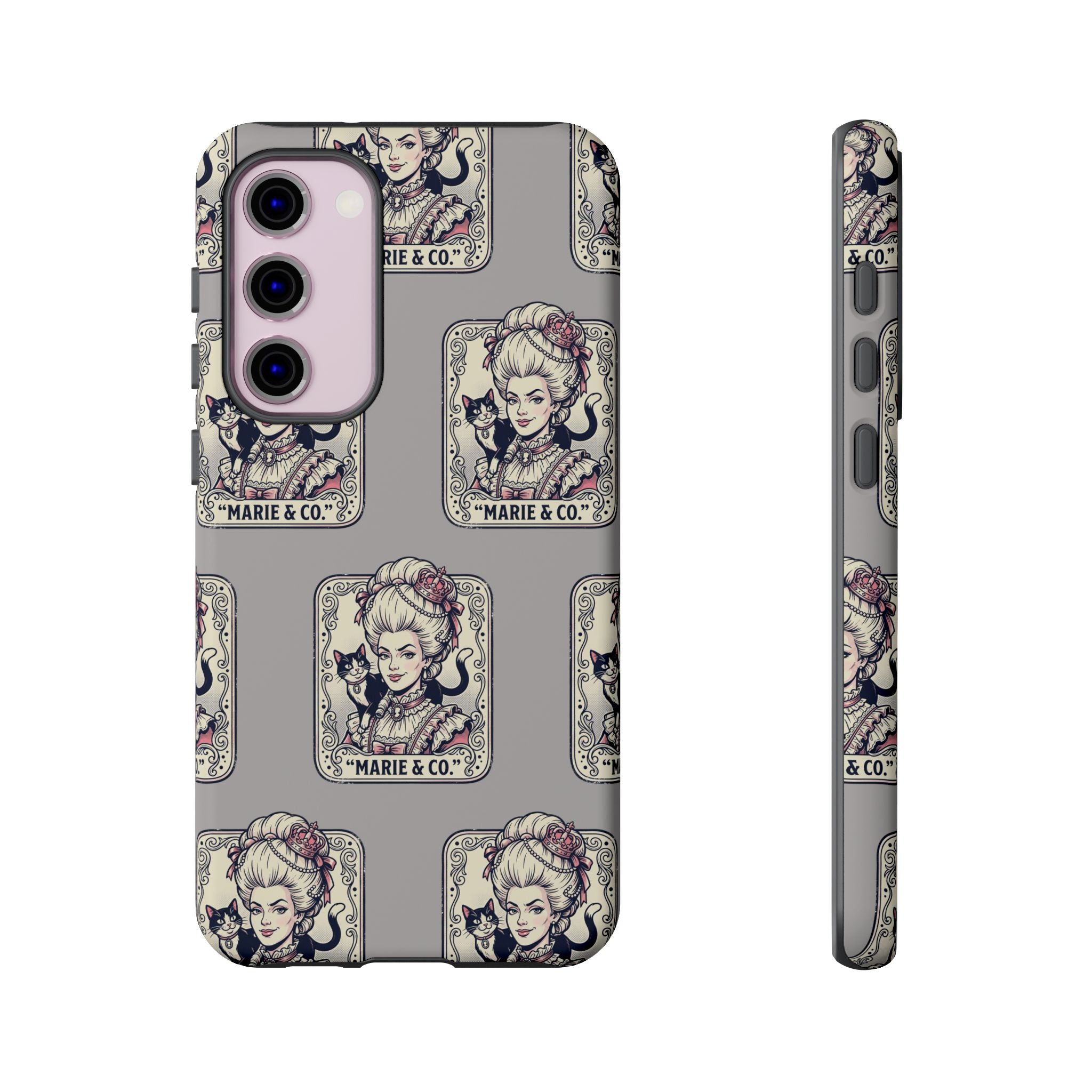 Marie Antoinette & Cat Pattern Tough Phone Case