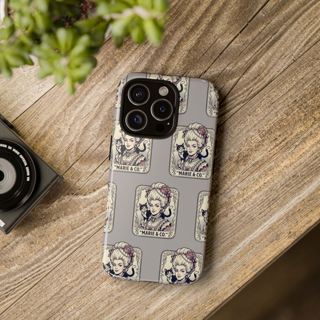 Marie Antoinette & Cat Pattern Tough Phone Case