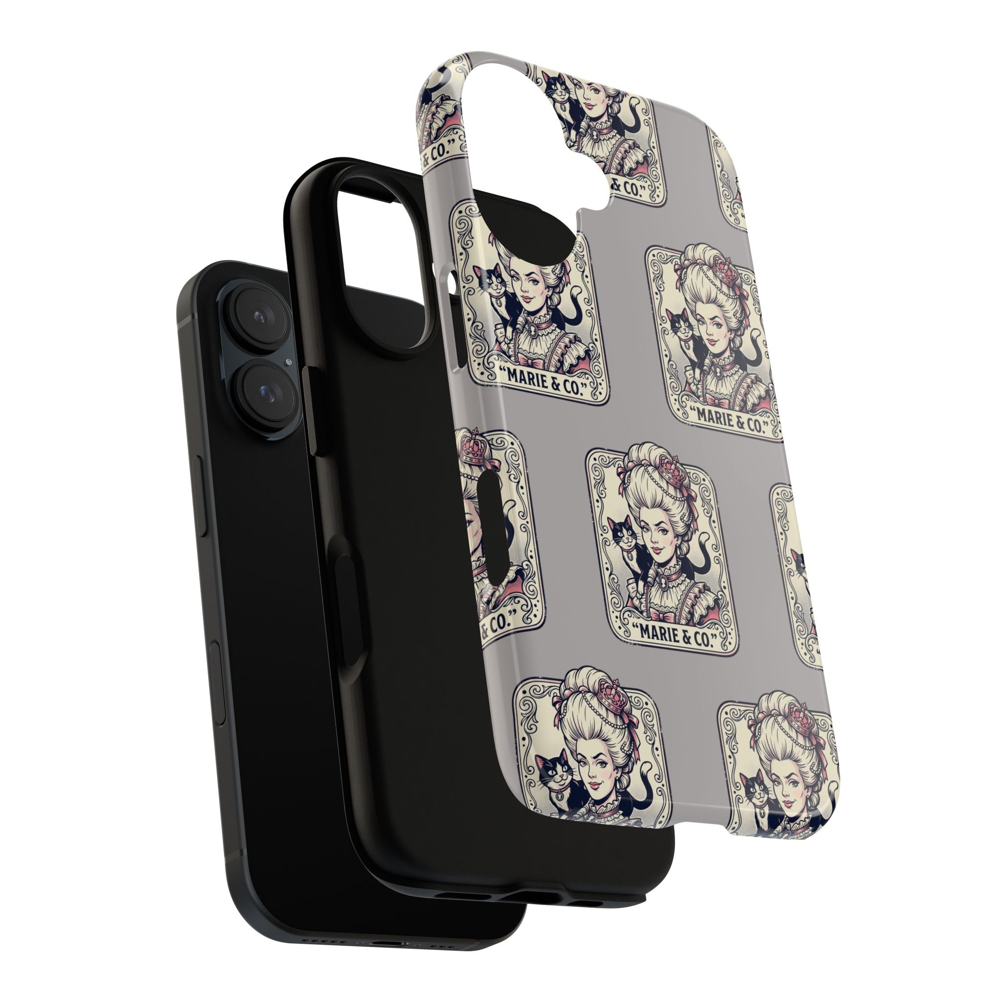Marie Antoinette & Cat Pattern Tough Phone Case