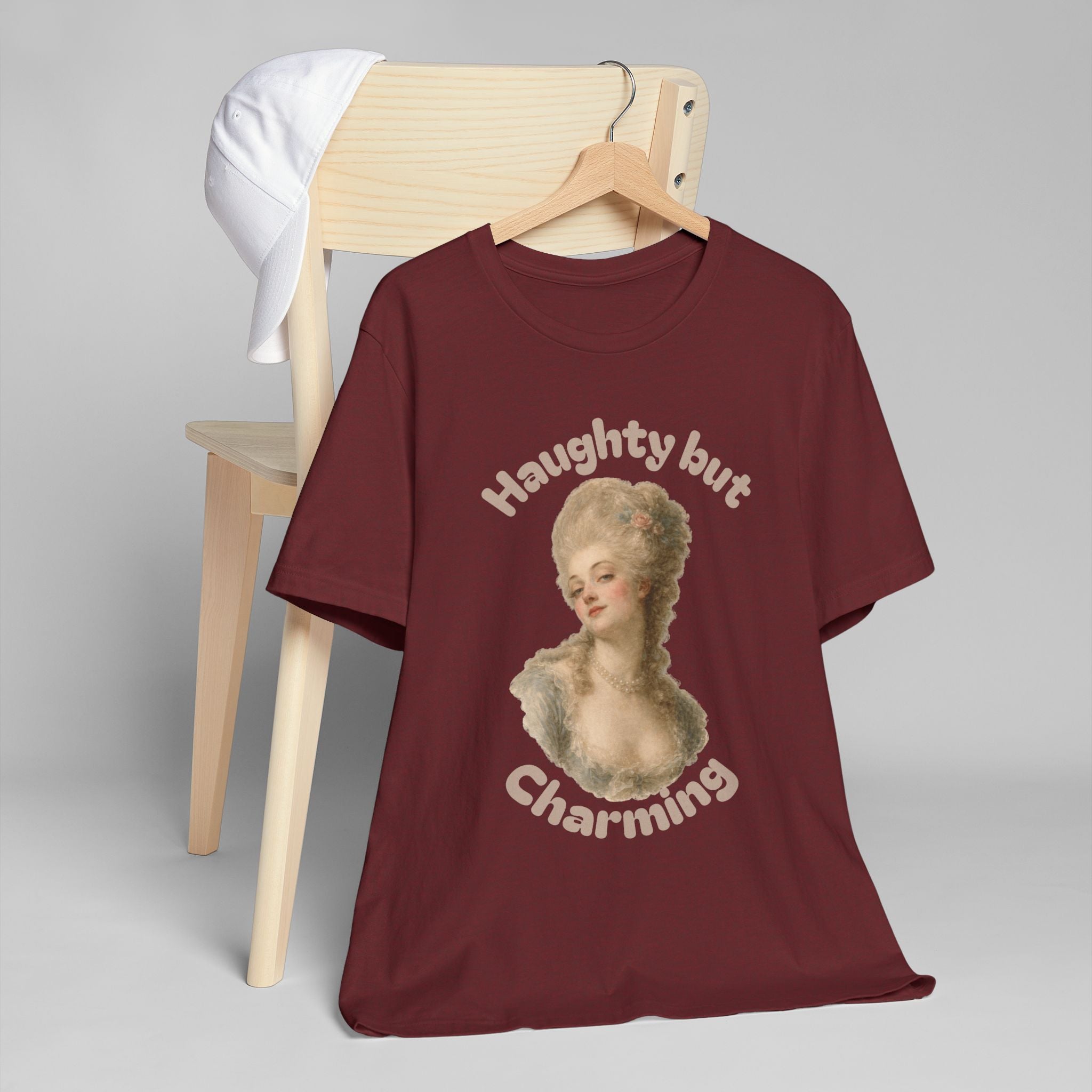 Haughty But Charming Vintage Portrait T-Shirt - Maroon