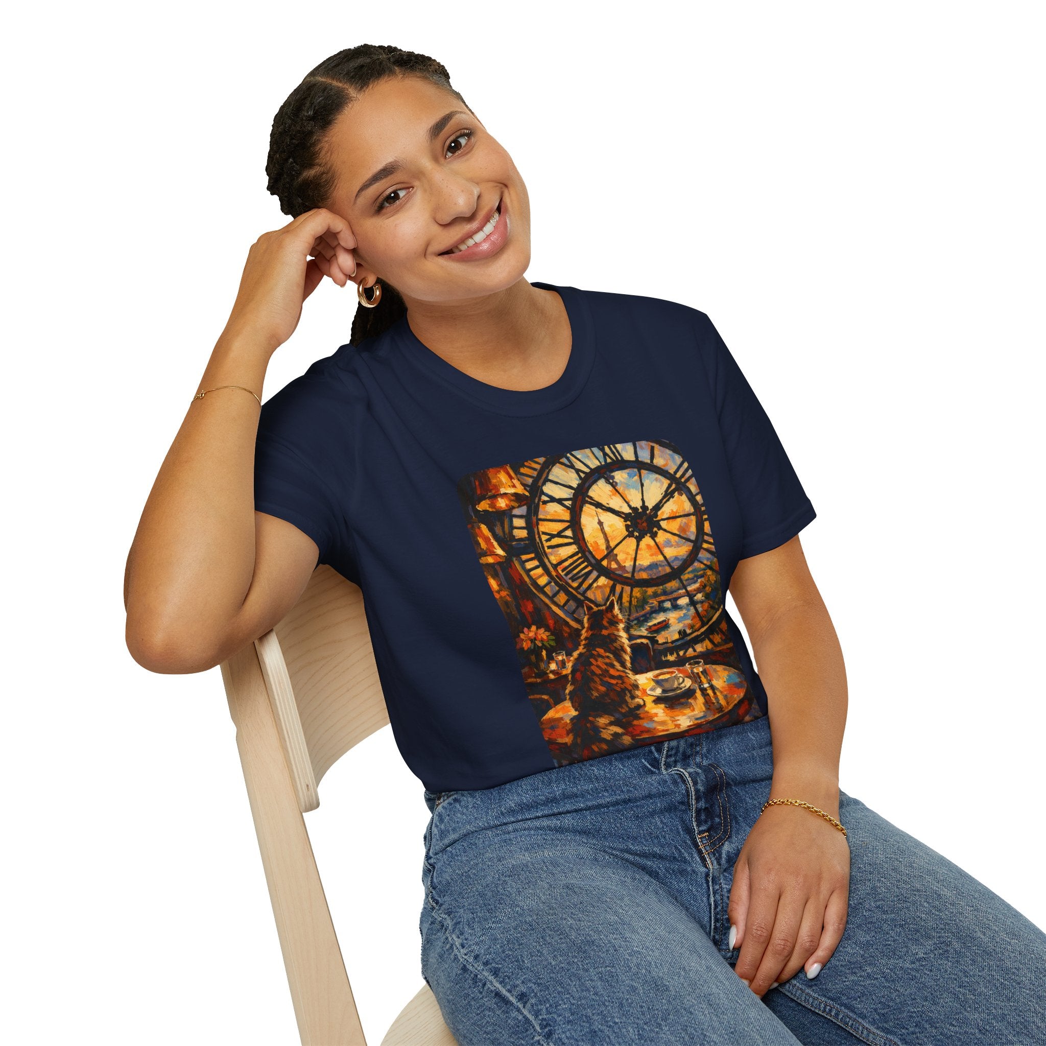 Paris D'Orsay Cafe Cat Illustration T-Shirt | Musée D'Orsay Scene