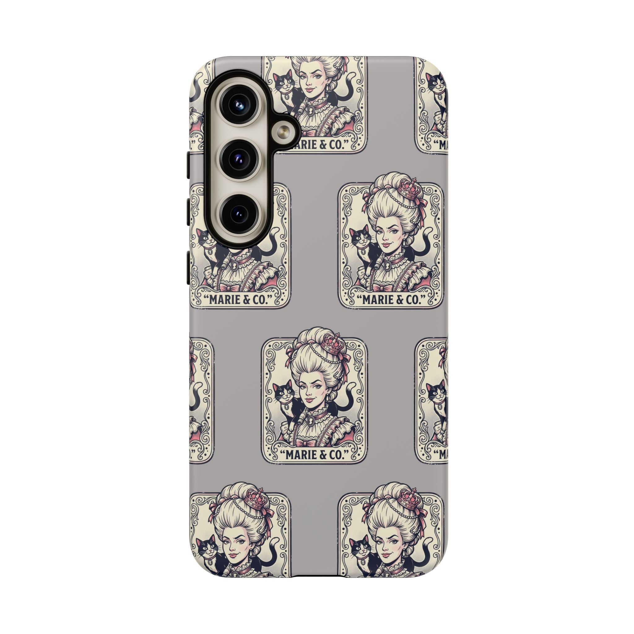 Marie Antoinette & Cat Pattern Tough Phone Case