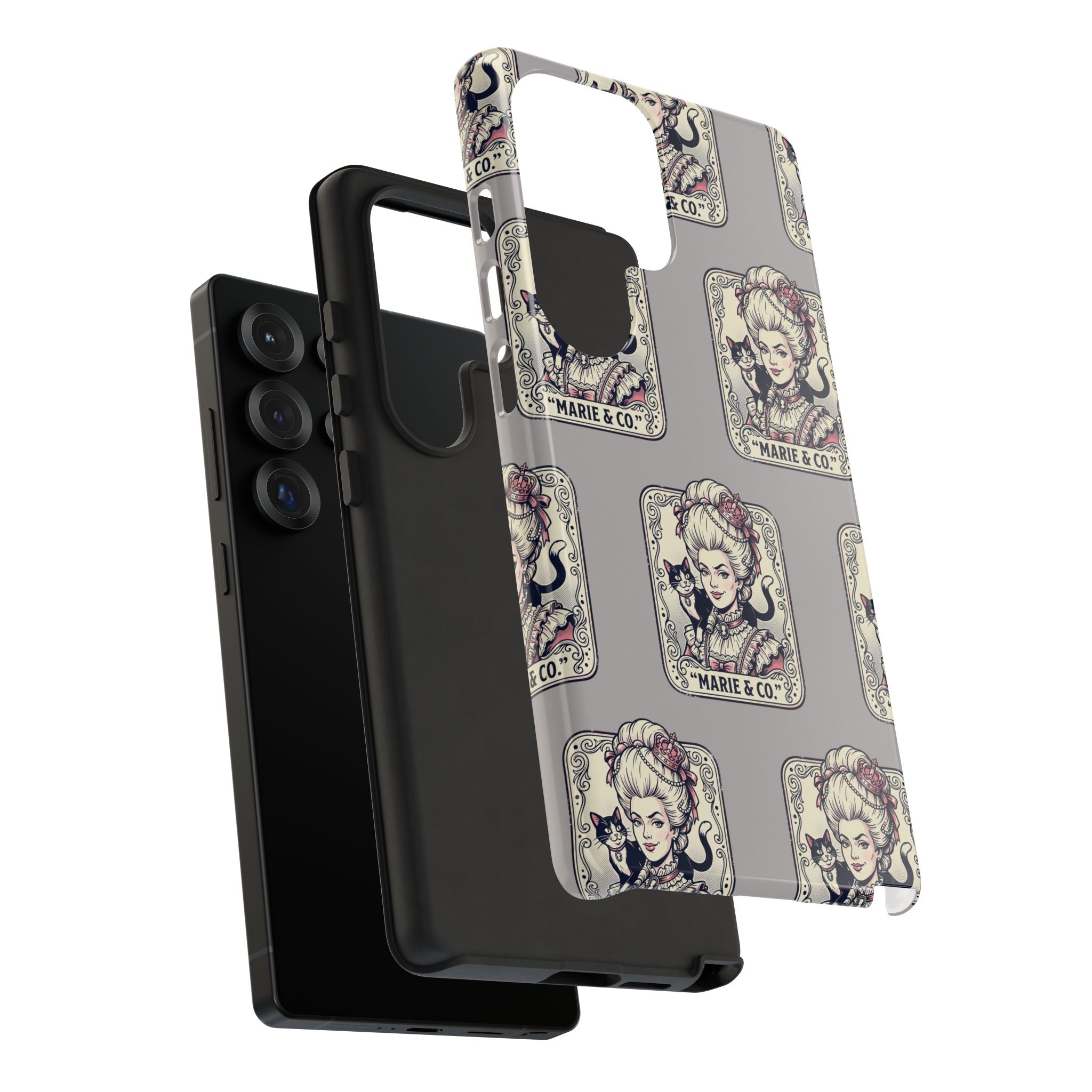 Marie Antoinette & Cat Pattern Tough Phone Case