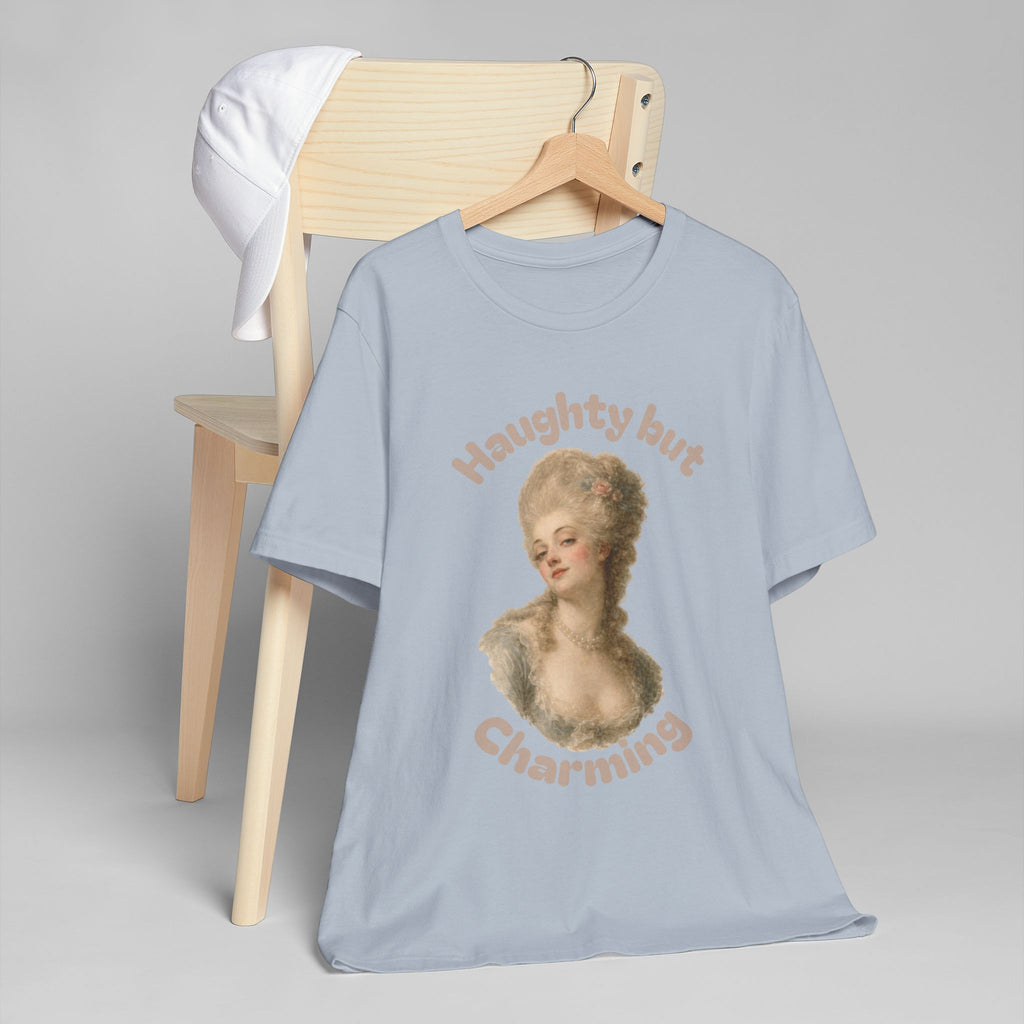 Haughty But Charming Vintage Portrait T-Shirt - Light Blue