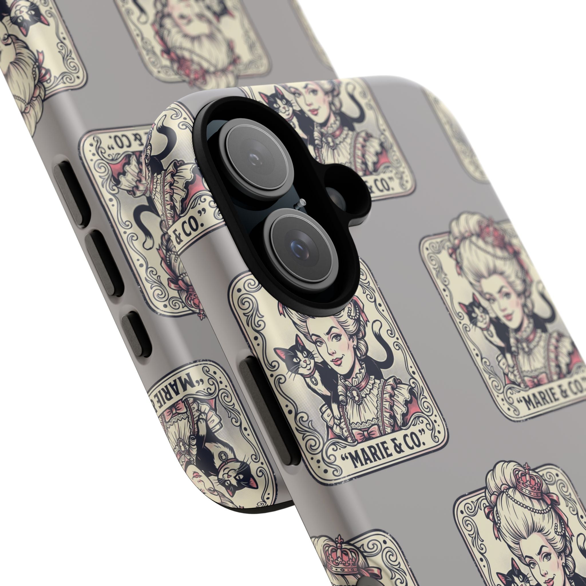 Marie Antoinette & Cat Pattern Tough Phone Case