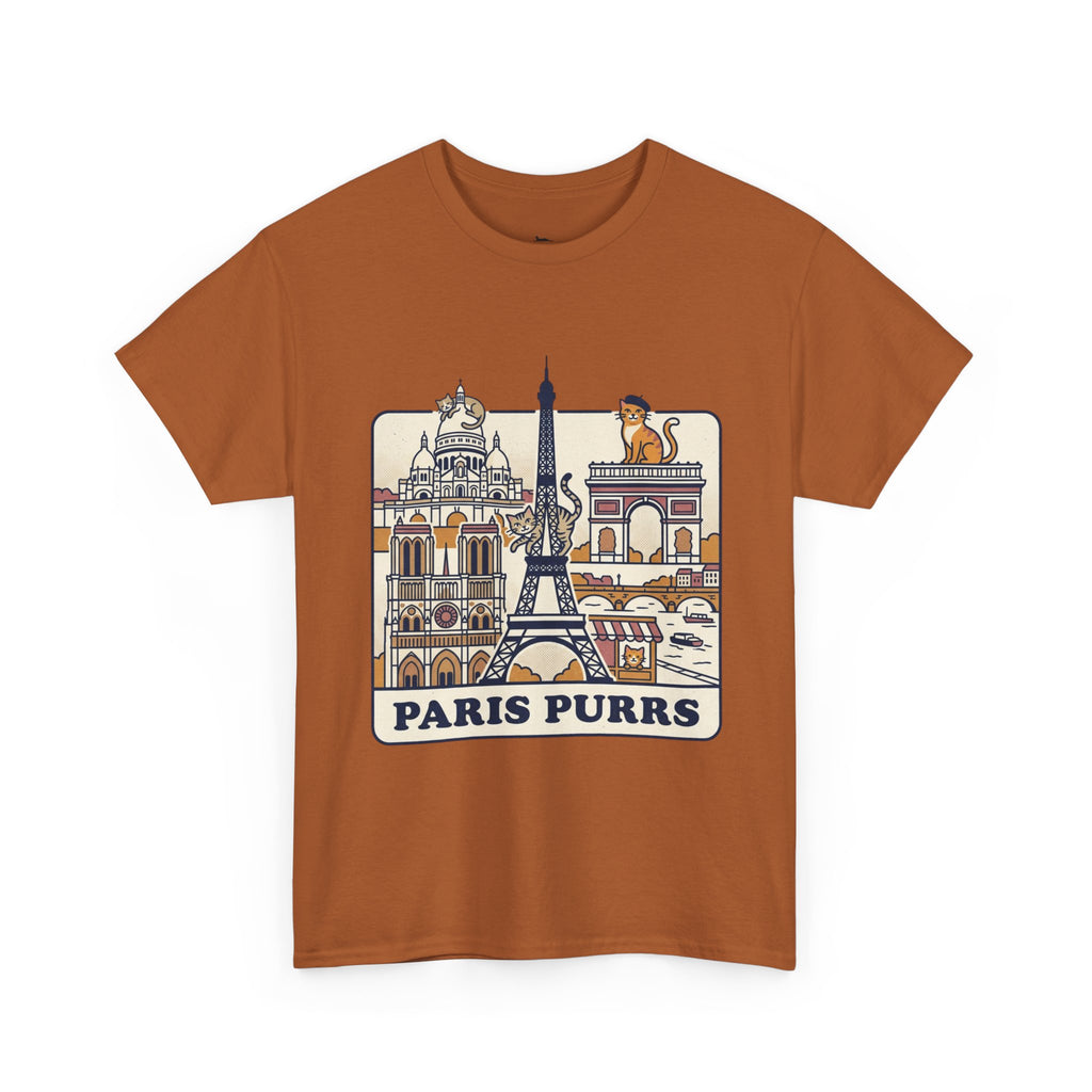 Paris Purrs Tee | Eiffel Tower Cat Illustration, Paris Landmarks Shirt