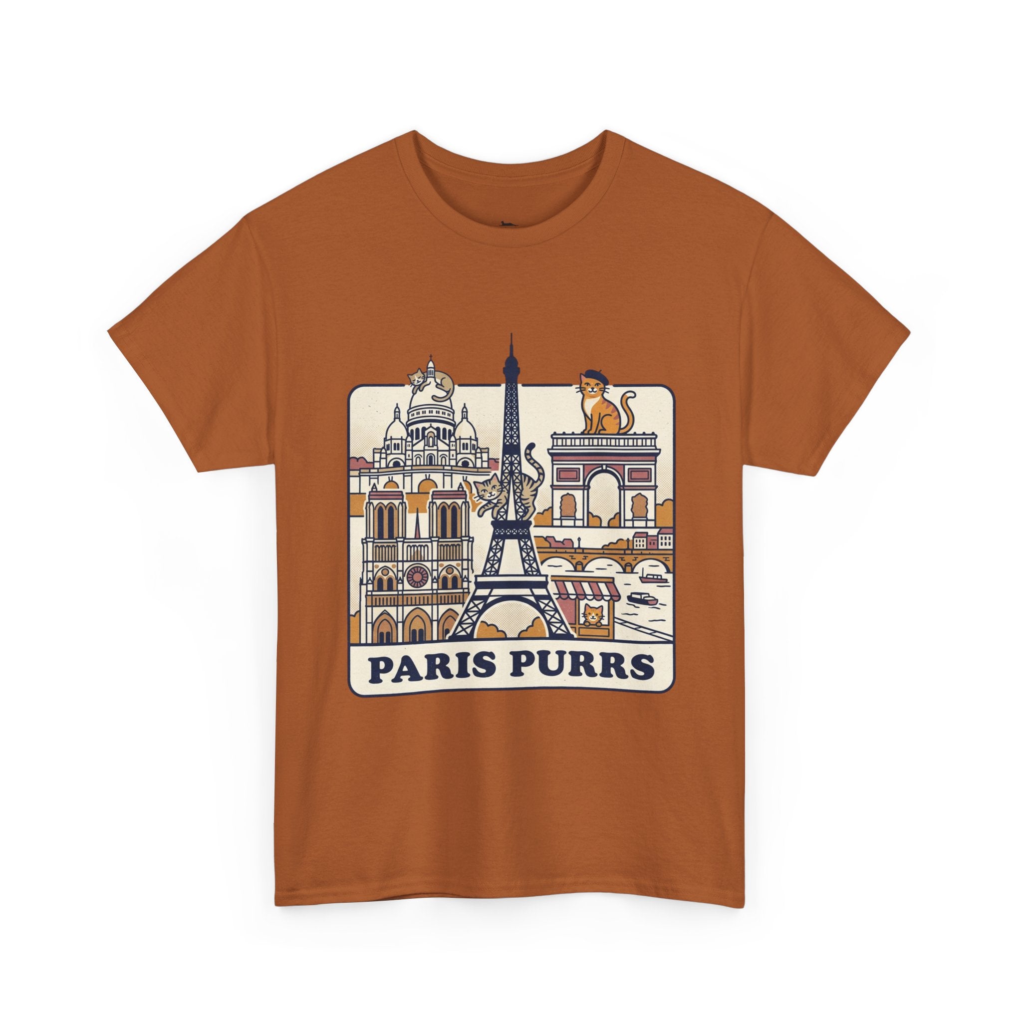 Paris Purrs Tee | Eiffel Tower Cat Illustration, Paris Landmarks Shirt