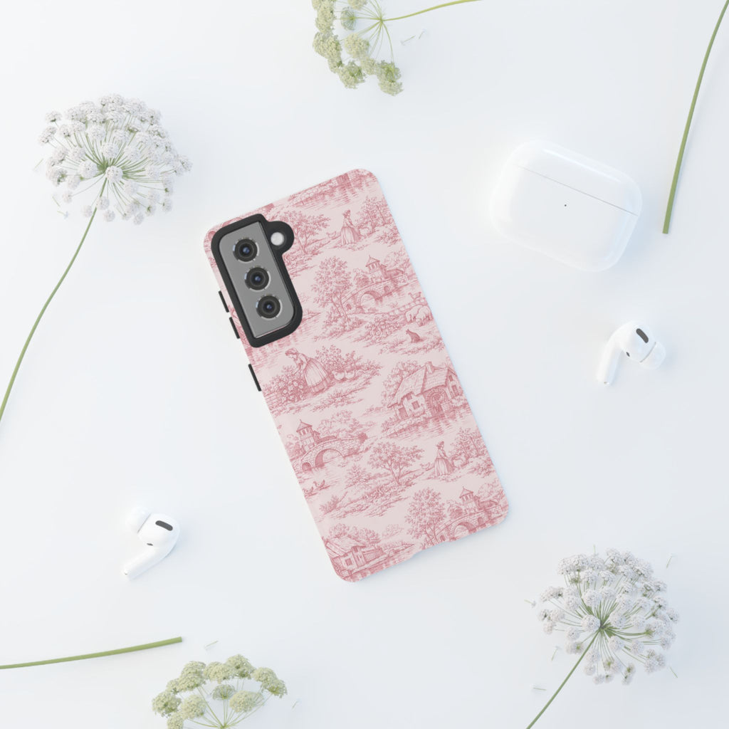 Le Hameau Pink Toile Phone Case — The Queen's Hamlet Pattern Tough Protective Case