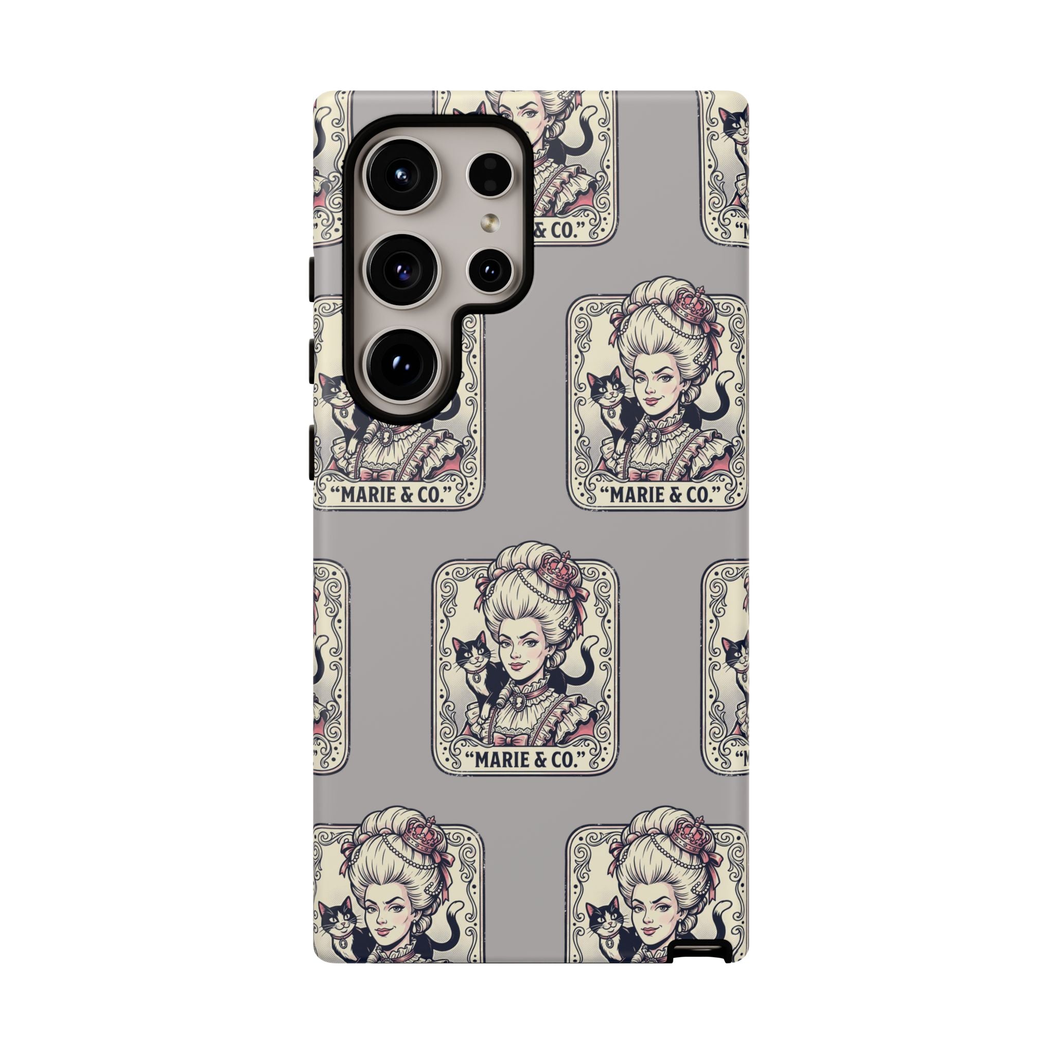 Marie Antoinette & Cat Pattern Tough Phone Case