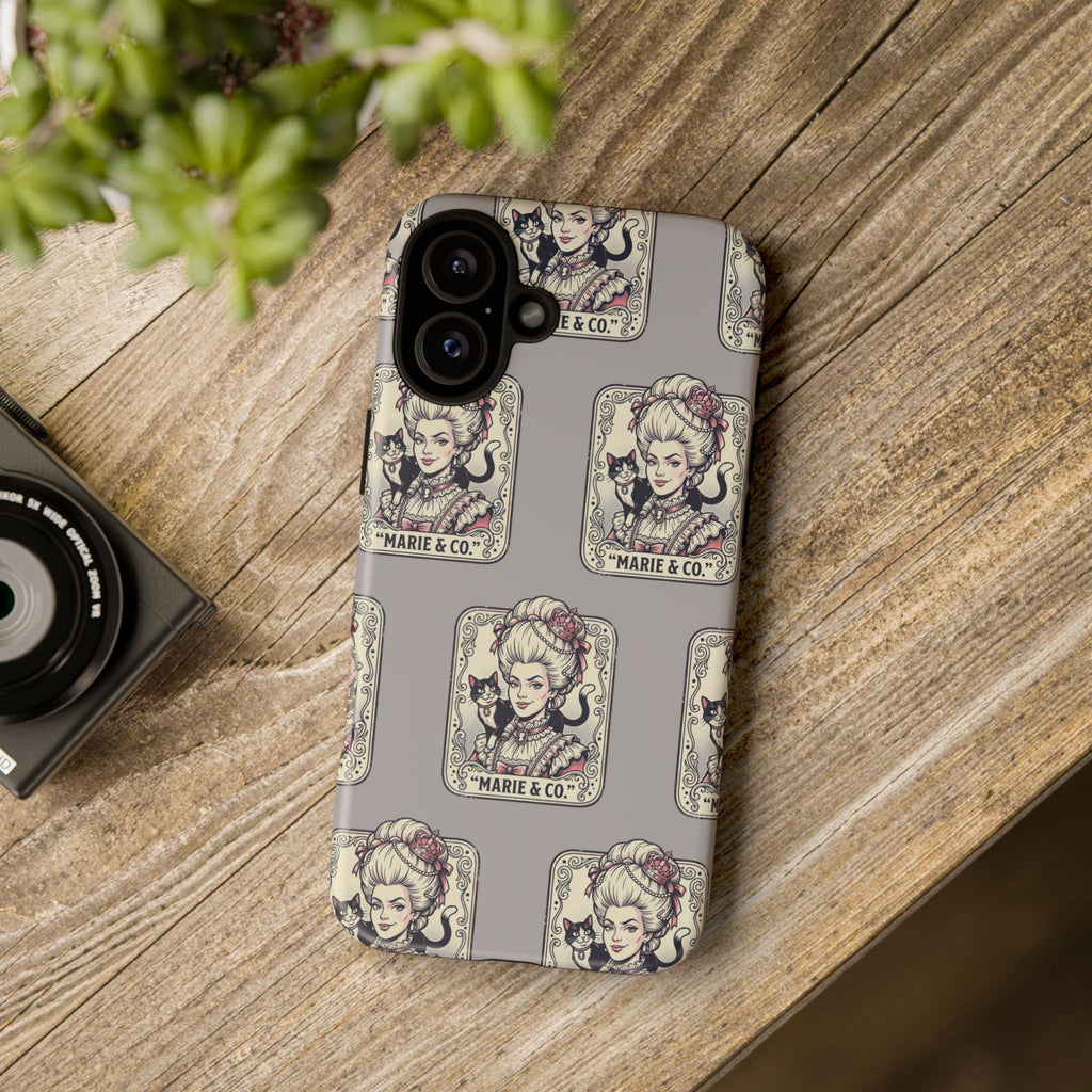 Marie Antoinette & Cat Pattern Tough Phone Case