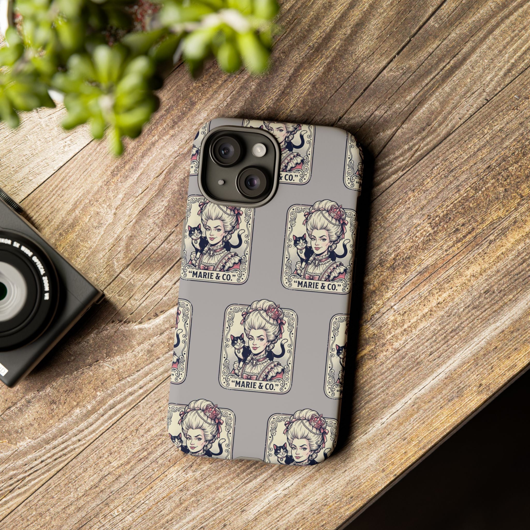Marie Antoinette & Cat Pattern Tough Phone Case