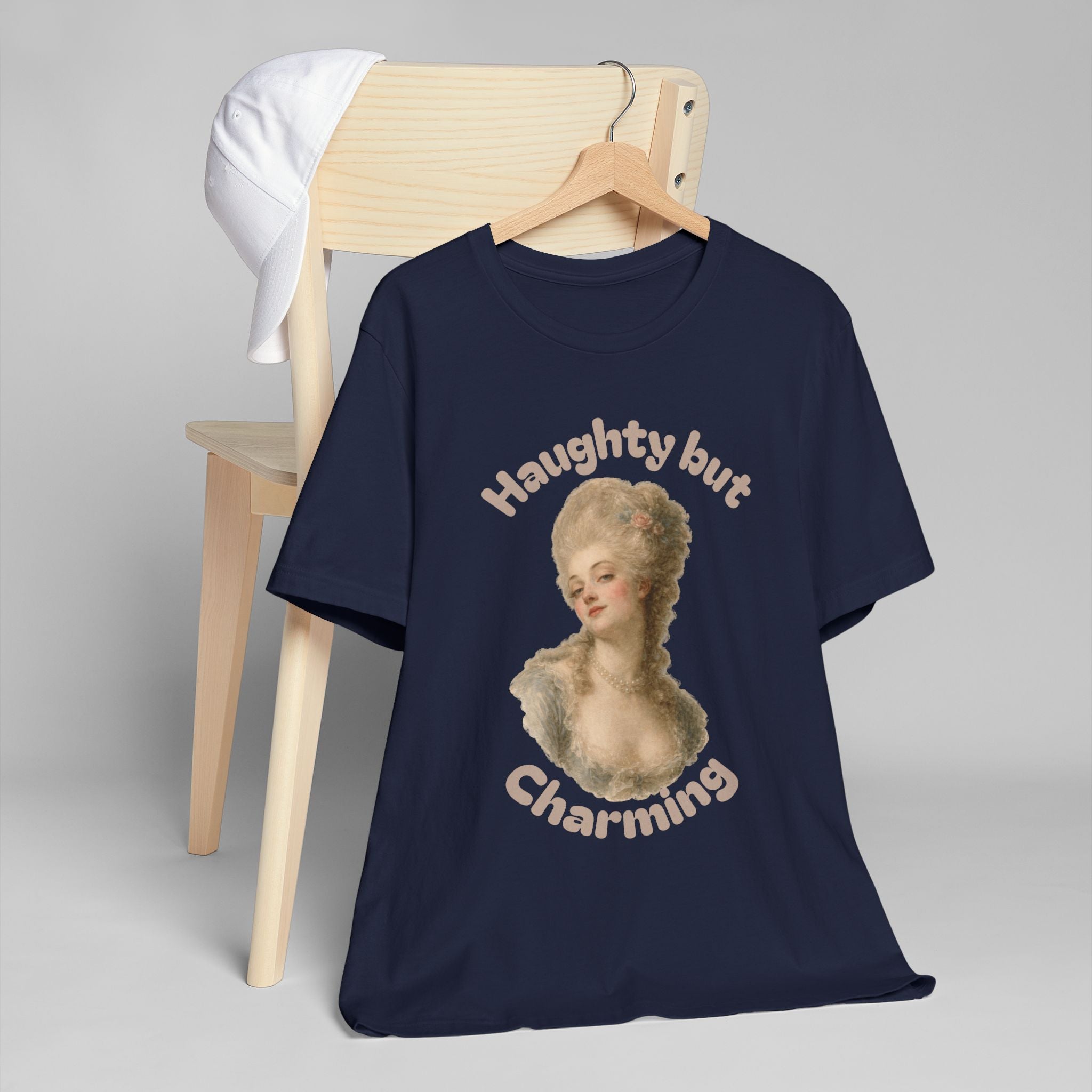 Haughty But Charming Vintage Portrait T-Shirt -Navy