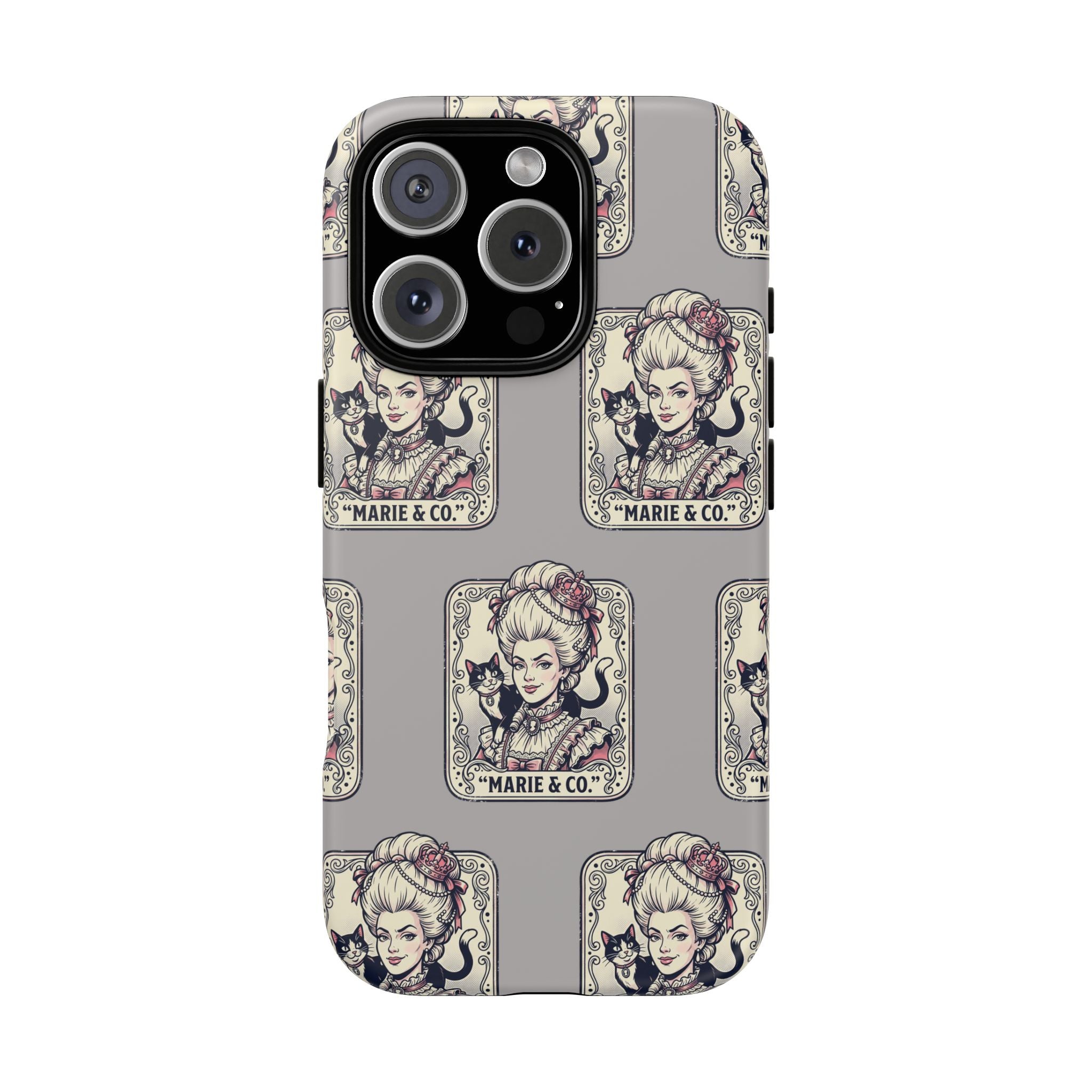 Marie Antoinette & Cat Pattern Tough Phone Case