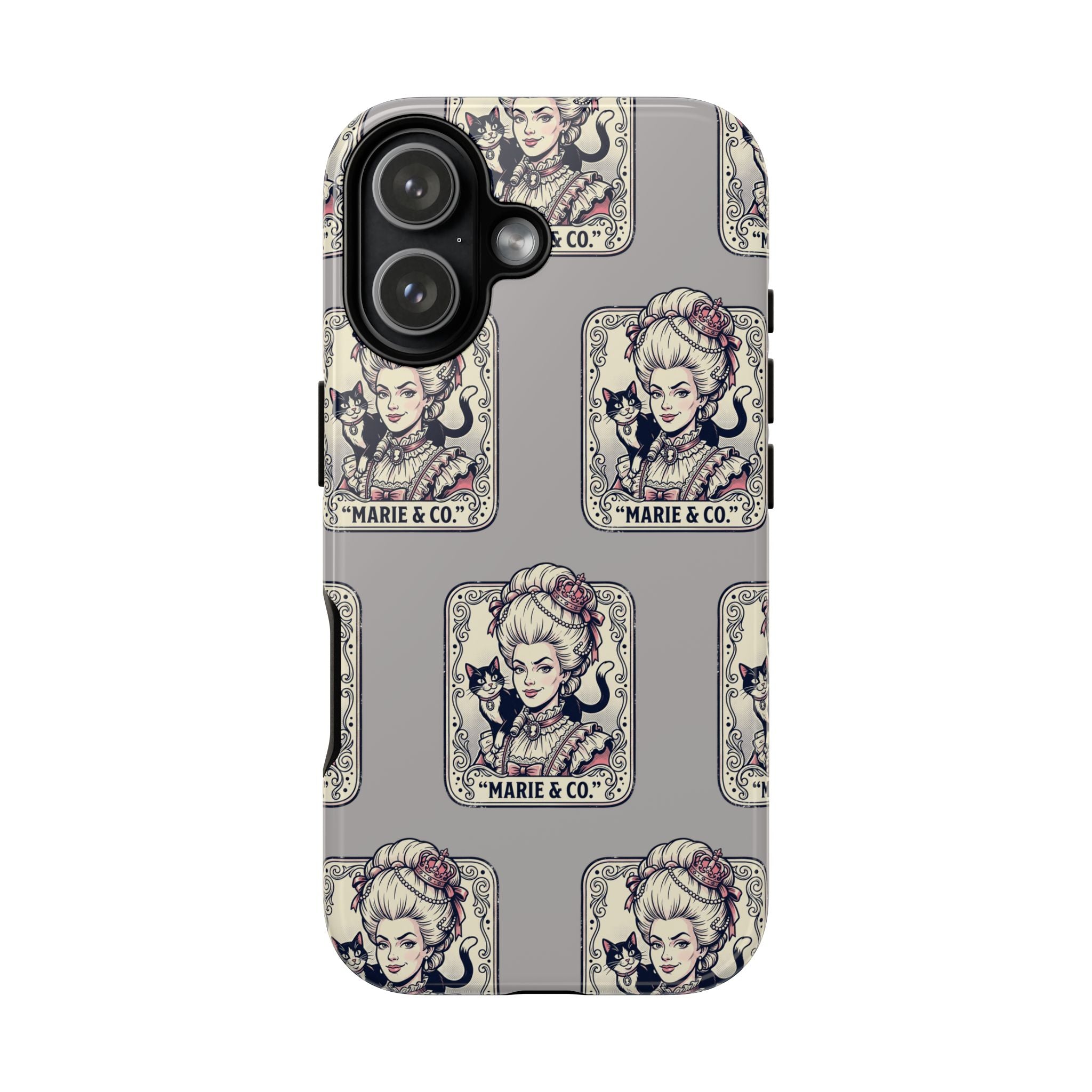 Marie Antoinette & Cat Pattern Tough Phone Case