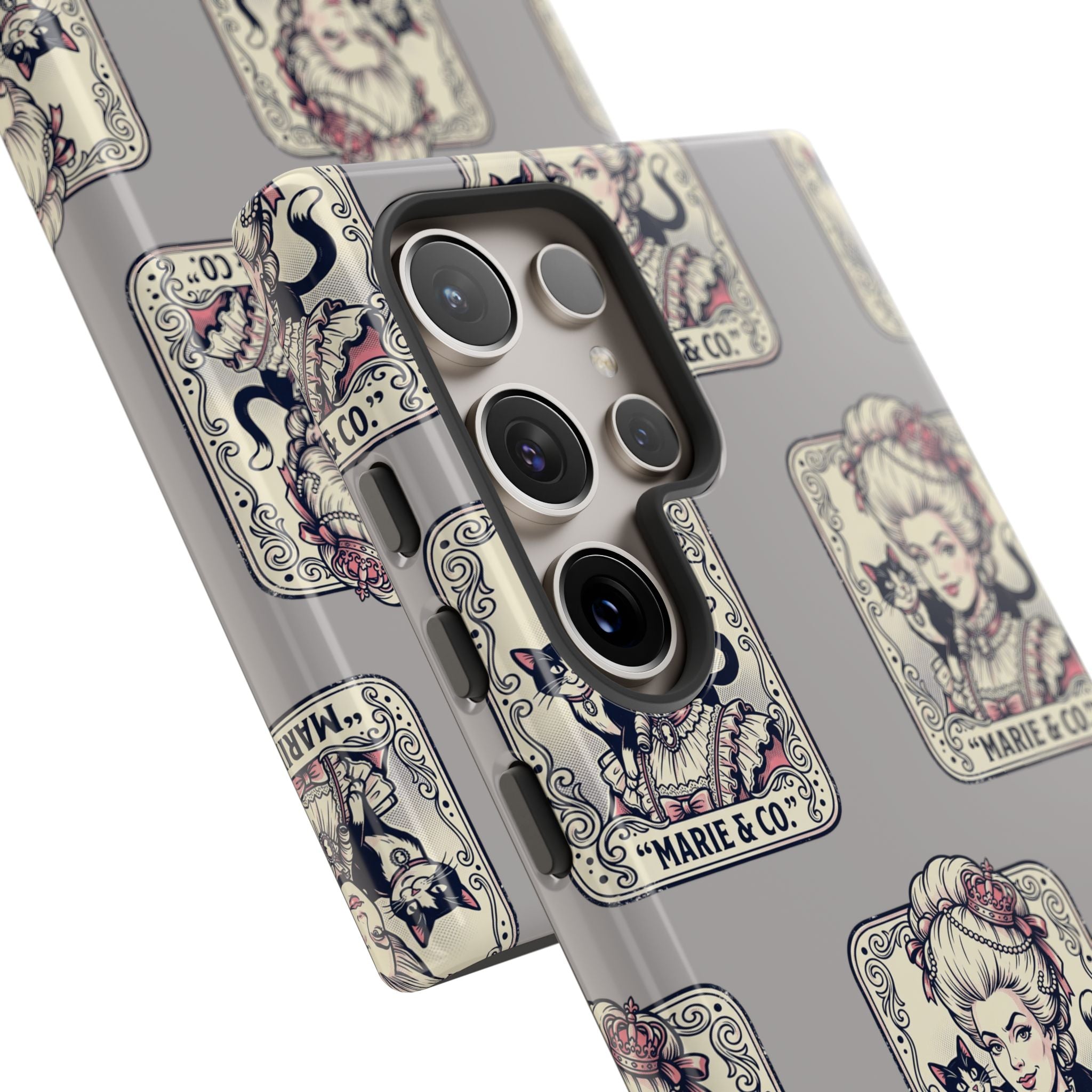 Marie Antoinette & Cat Pattern Tough Phone Case