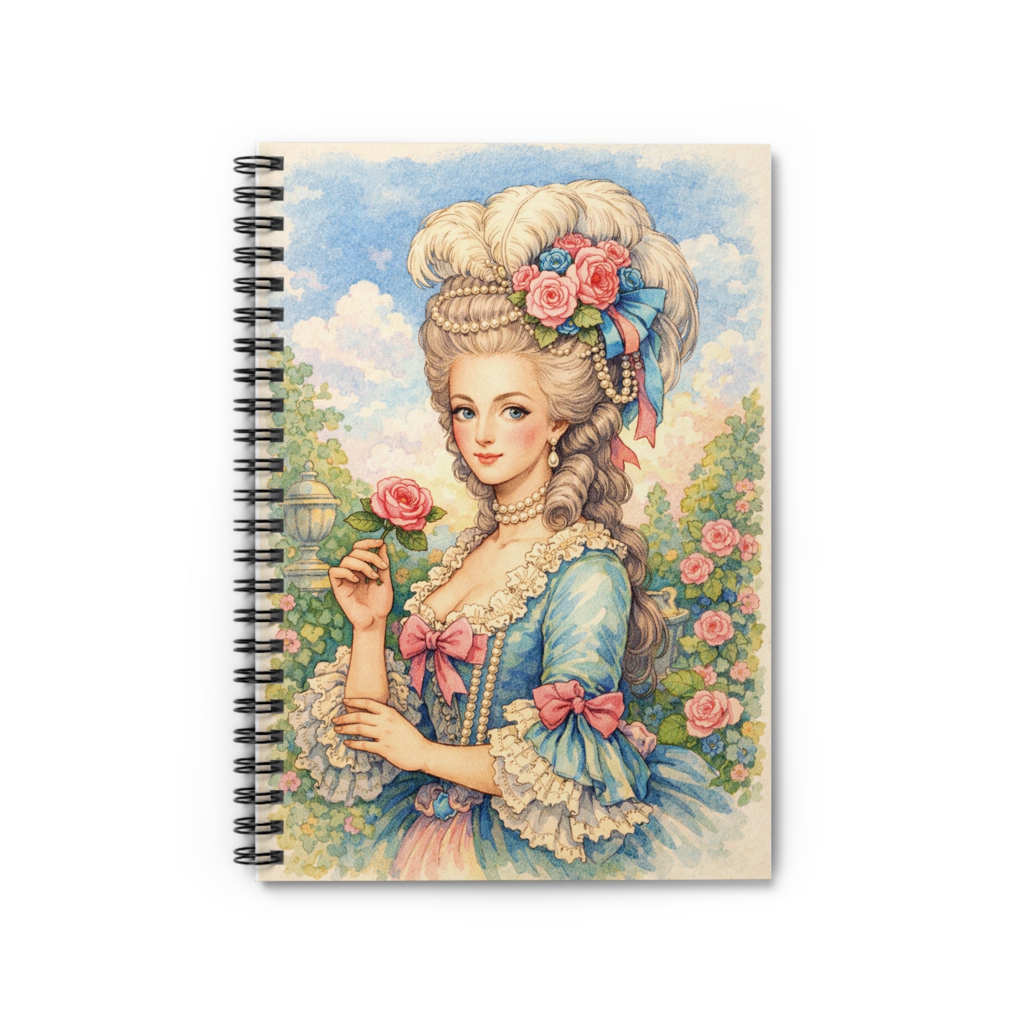 Marie Antoinette Pastel Illustration Spiral Notebook | 18th Century Portrait