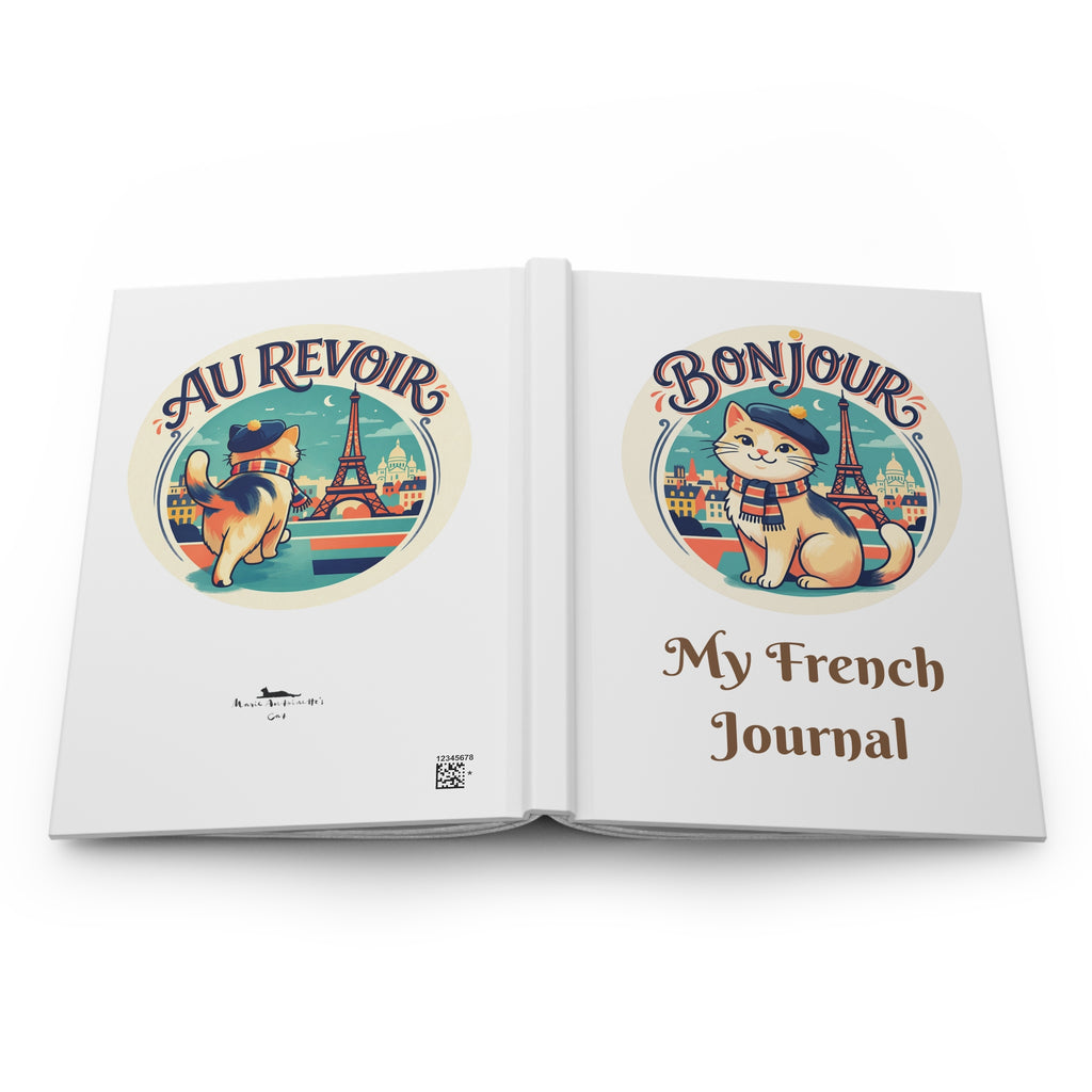 Bonjour Au Revoir Cat Journal | My French Journal Hardcover-White