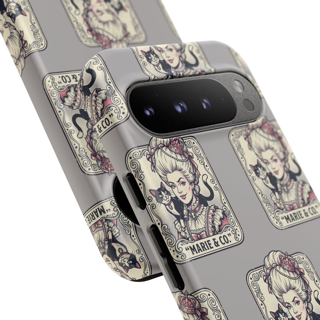 Marie Antoinette & Cat Pattern Tough Phone Case