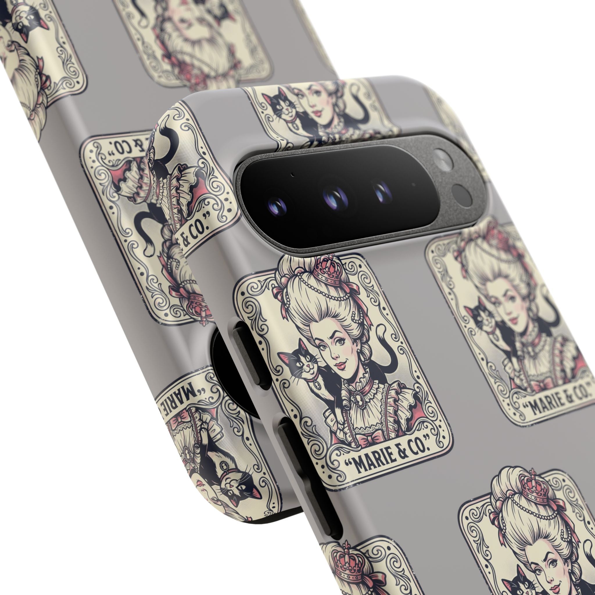 Marie Antoinette & Cat Pattern Tough Phone Case