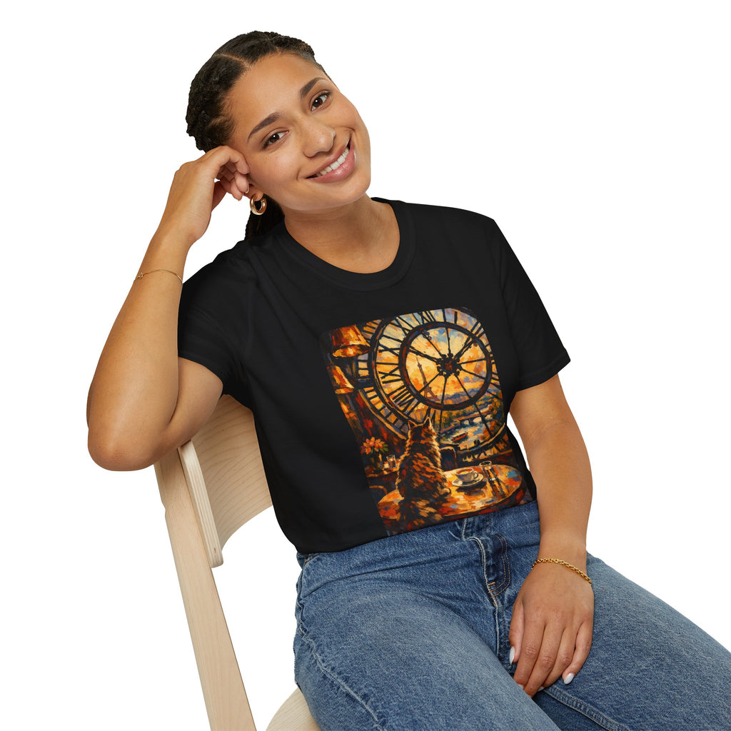 Paris D'Orsay Cafe Cat Illustration T-Shirt | Musée D'Orsay Scene