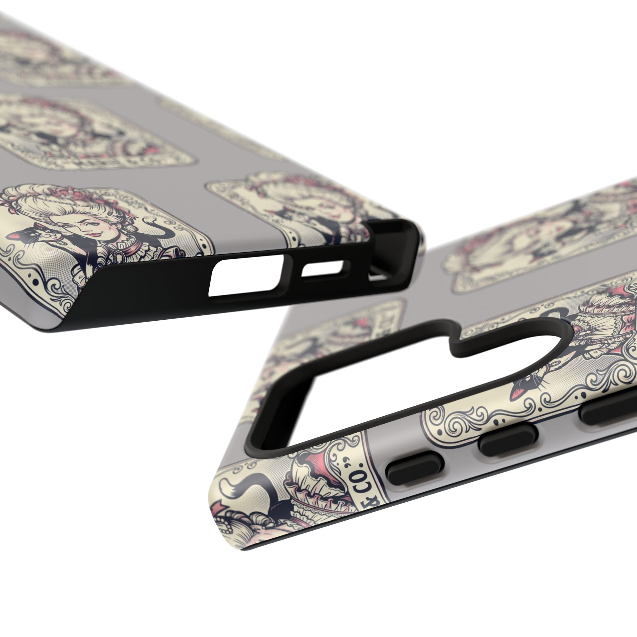 Marie Antoinette & Cat Pattern Tough Phone Case