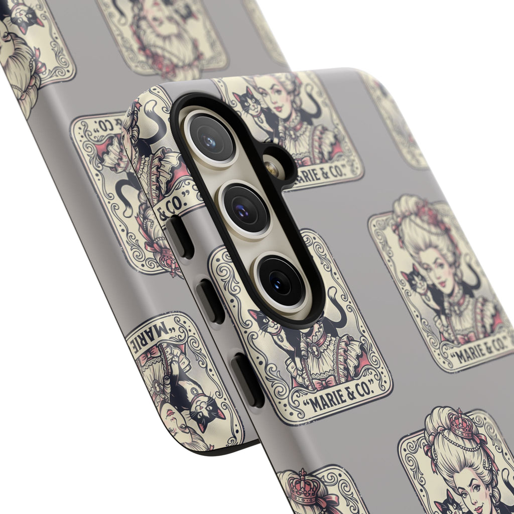 Marie Antoinette & Cat Pattern Tough Phone Case
