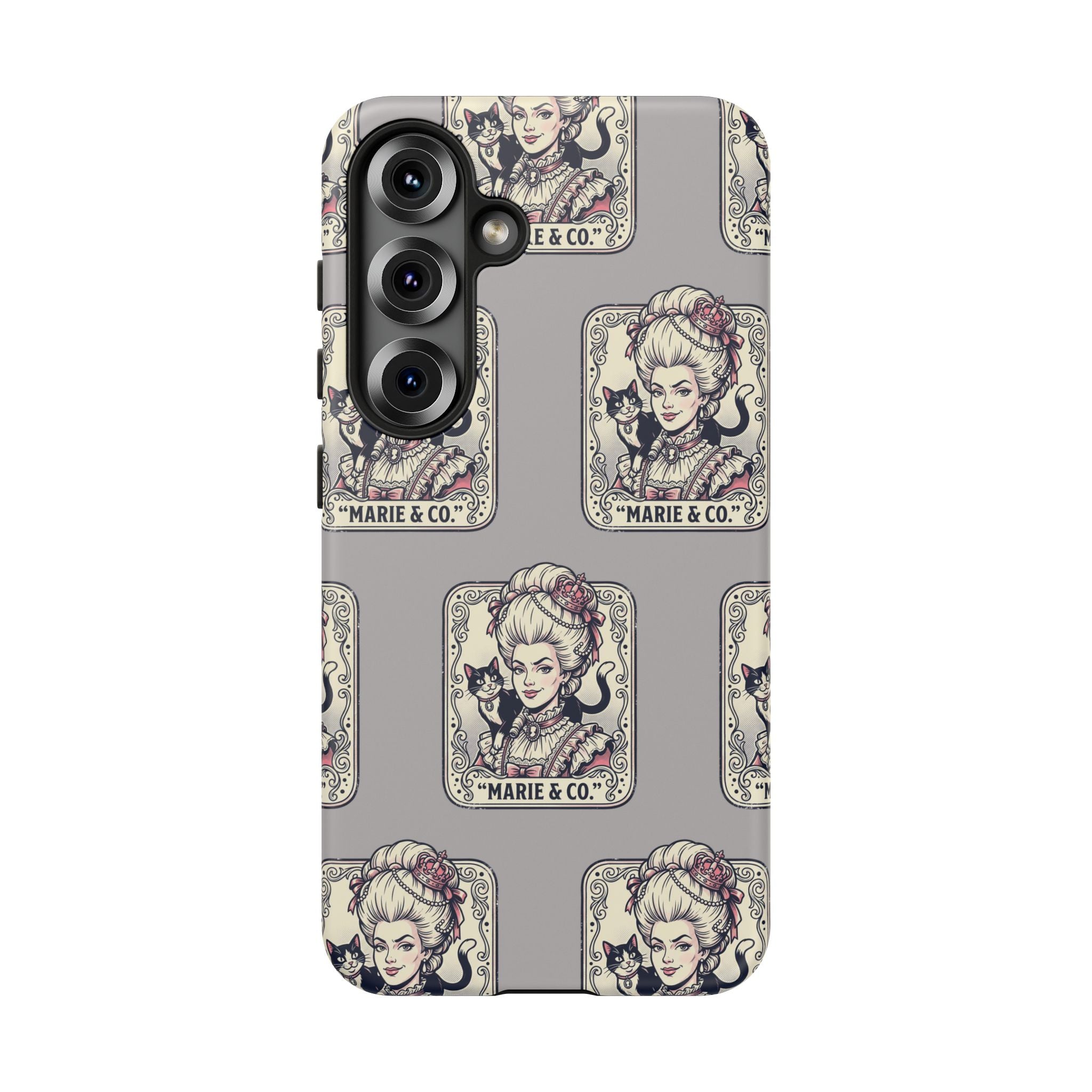 Marie Antoinette & Cat Pattern Tough Phone Case