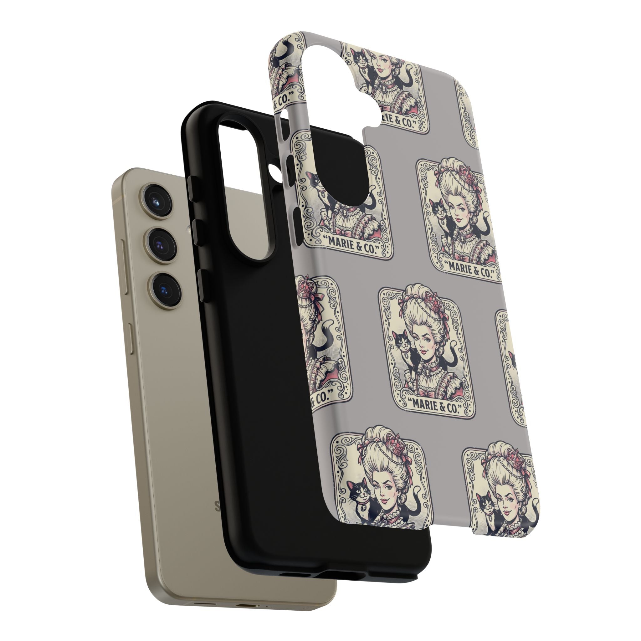 Marie Antoinette & Cat Pattern Tough Phone Case