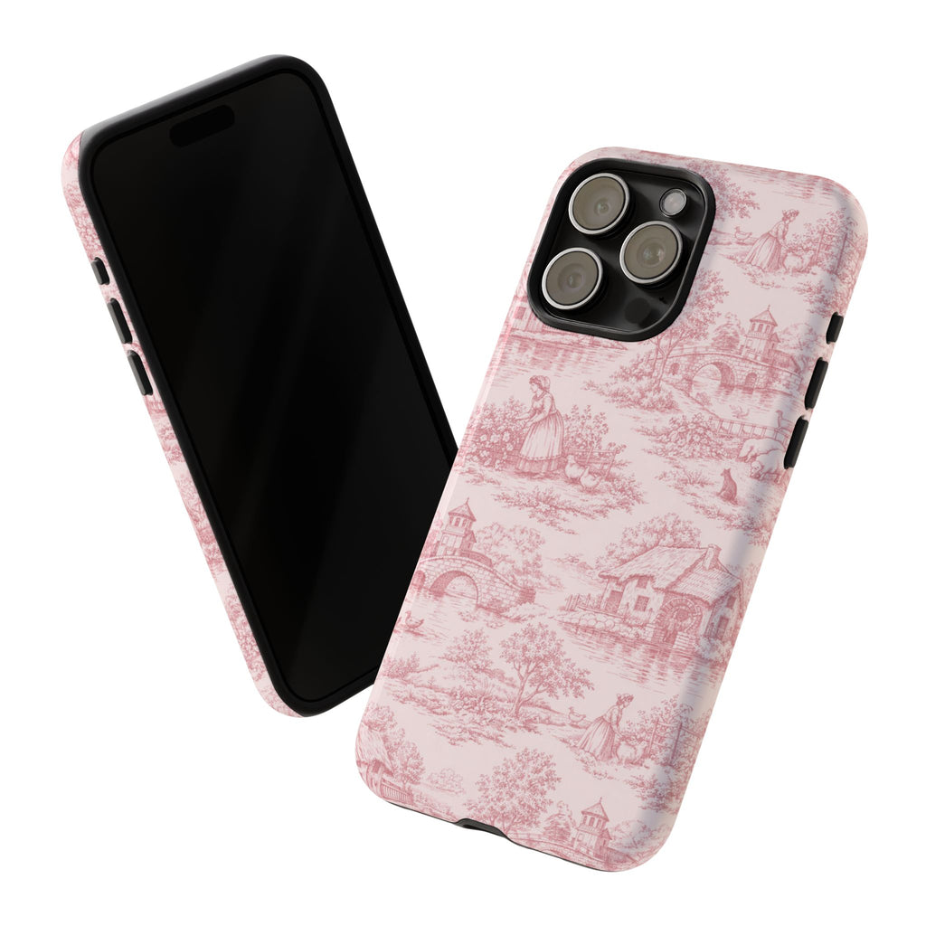 Le Hameau Pink Toile Phone Case — The Queen's Hamlet Pattern Tough Protective Case