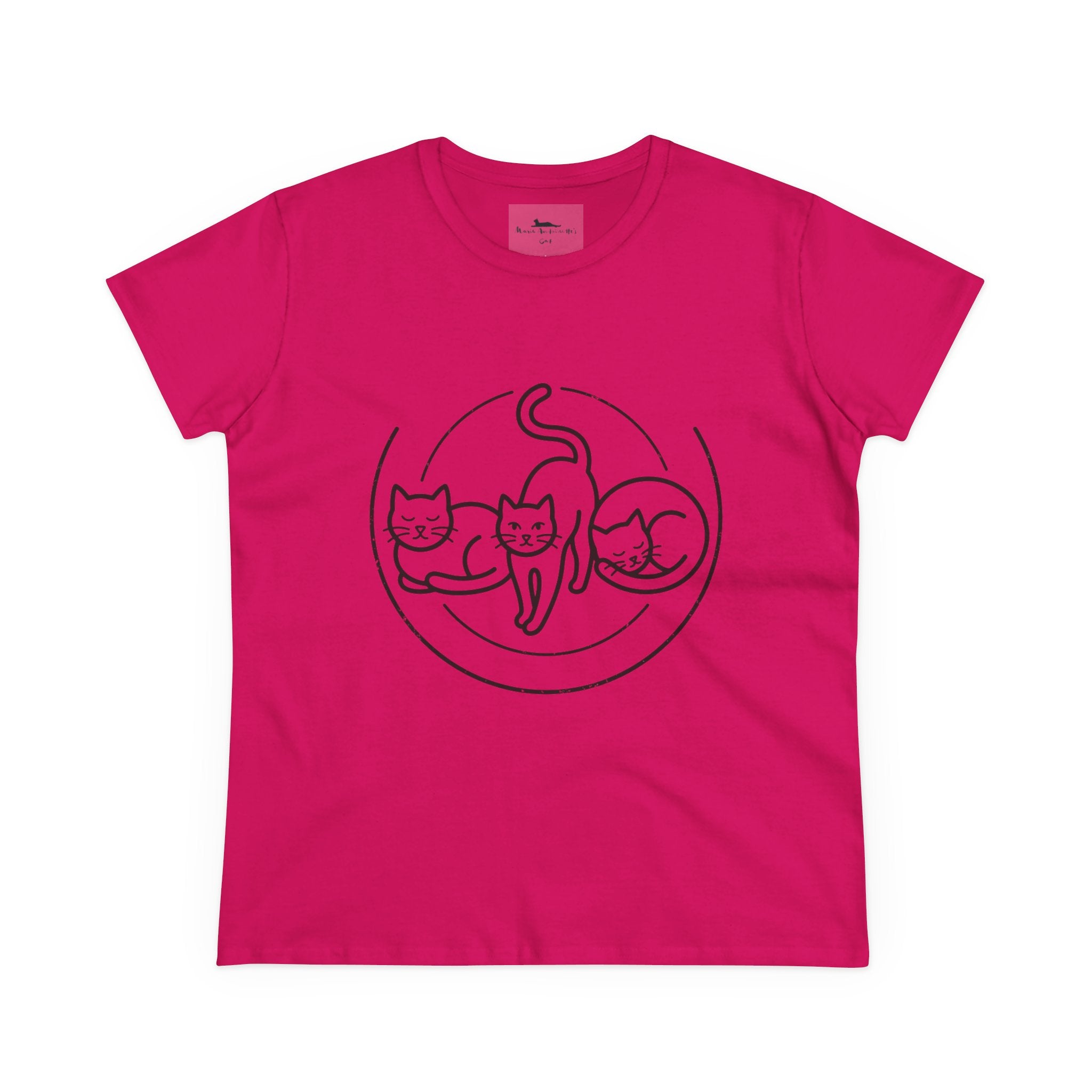 Cat Trio Line Art T-Shirt — Minimalist Cute Cats Graphic Tee for Cat Lovers