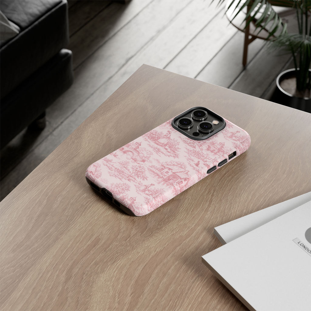 Le Hameau Pink Toile Phone Case — The Queen's Hamlet Pattern Tough Protective Case