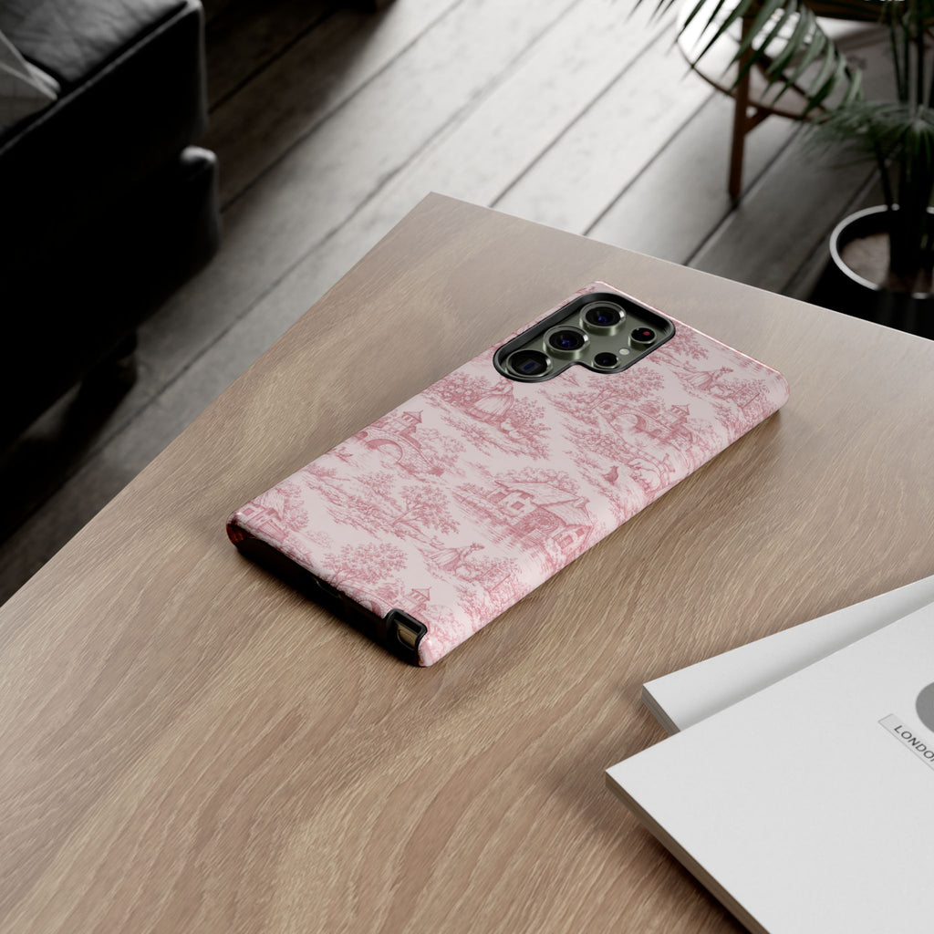 Le Hameau Pink Toile Phone Case — The Queen's Hamlet Pattern Tough Protective Case