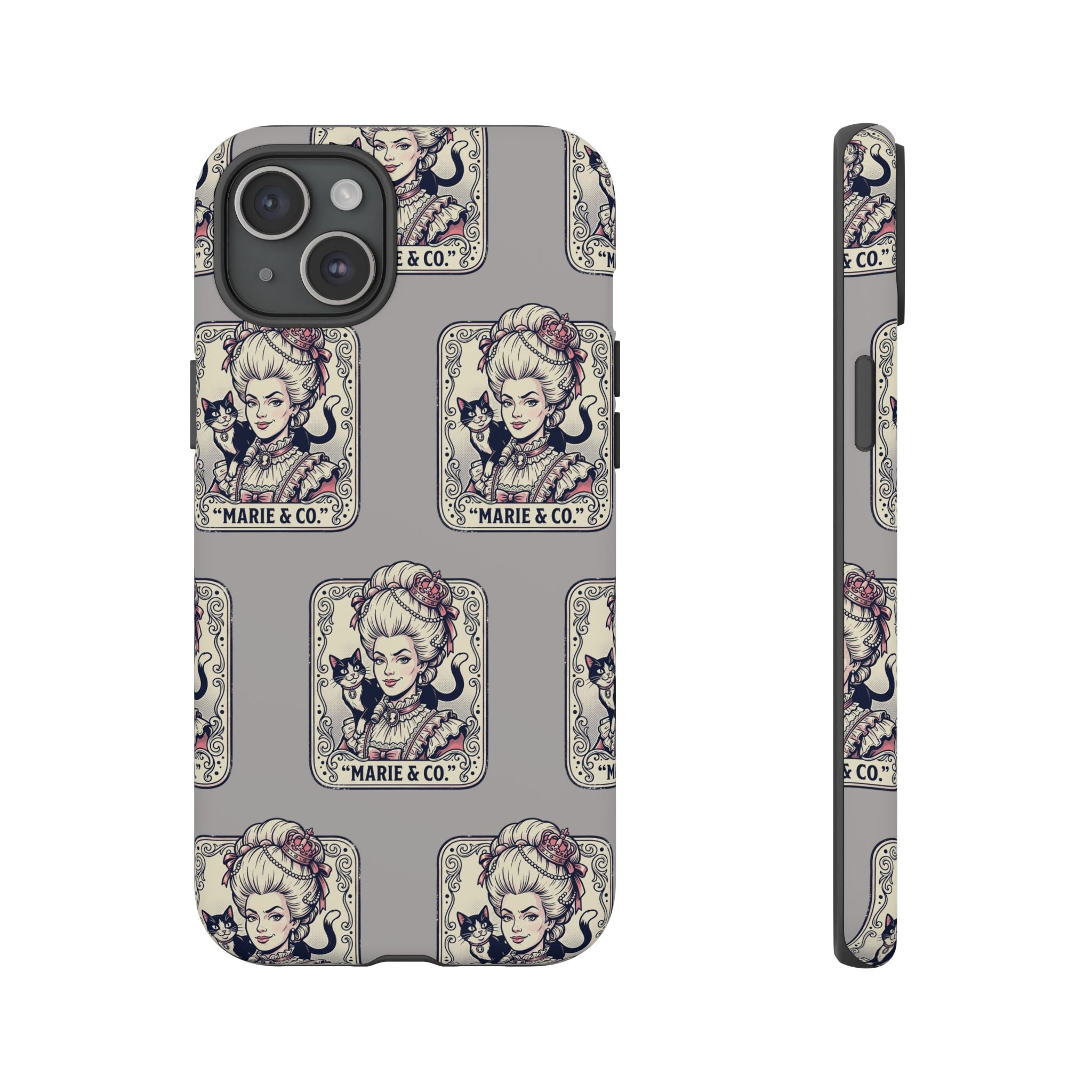 Marie Antoinette & Cat Pattern Tough Phone Case