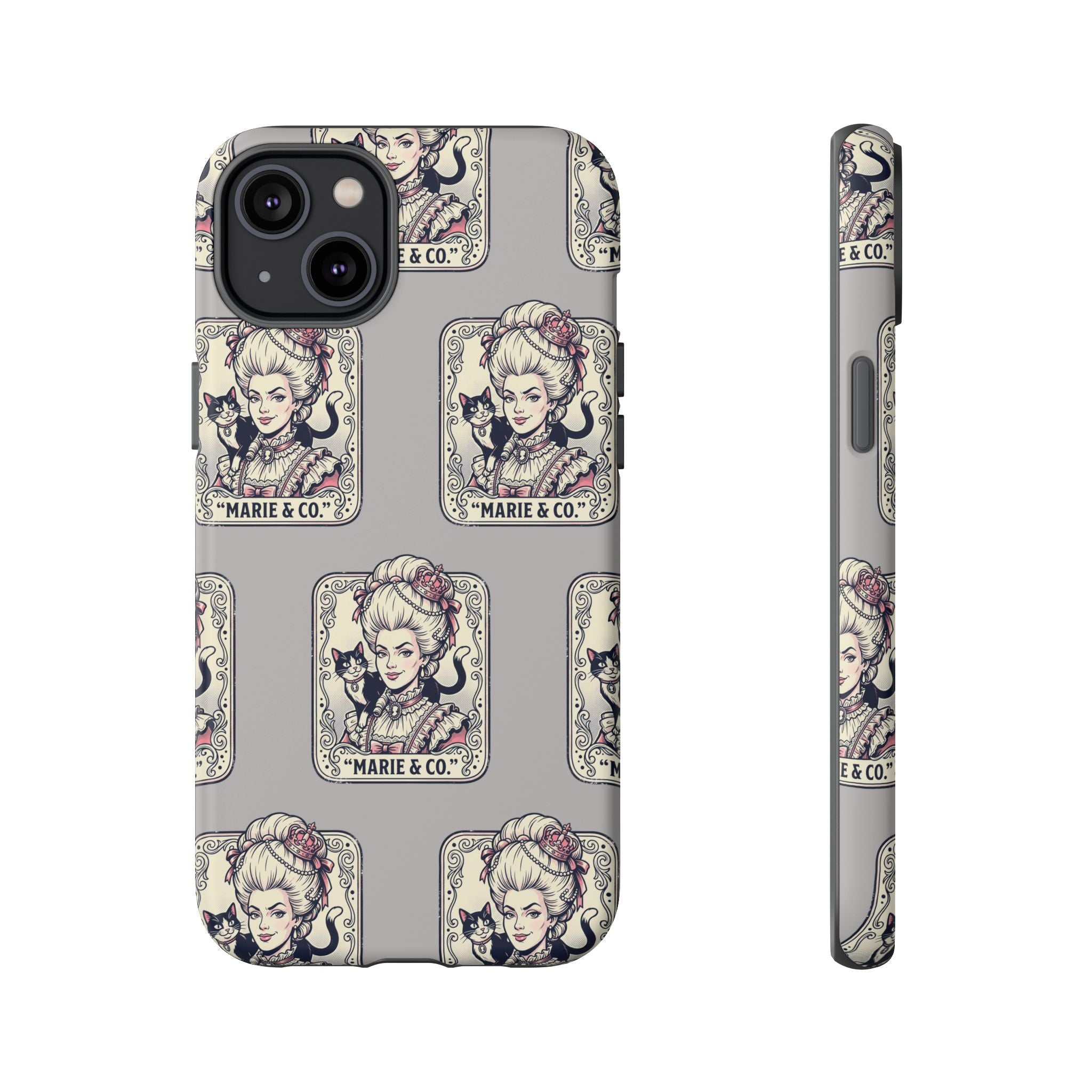 Marie Antoinette & Cat Pattern Tough Phone Case