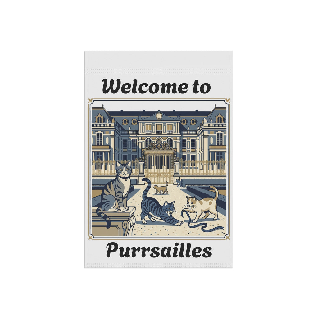 Welcome to Purrsailles lawn flag | House banner, cat chateau design
